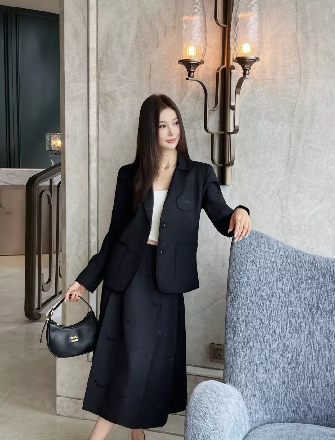 톰브라운 닥스훈트 자수 에이라인 플레어 스커트 상세 이미지 14