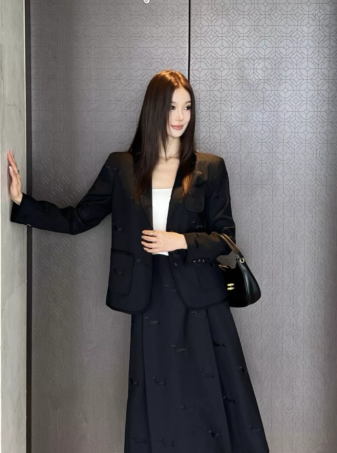 톰브라운 닥스훈트 자수 에이라인 플레어 스커트 상세 이미지 10