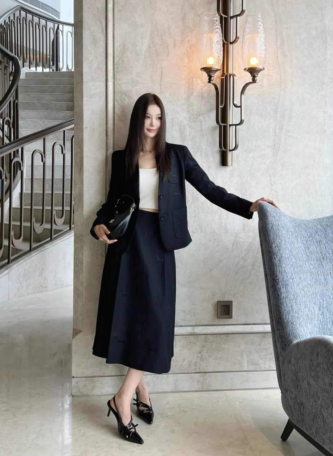 톰브라운 닥스훈트 자수 에이라인 플레어 스커트 상세 이미지 15