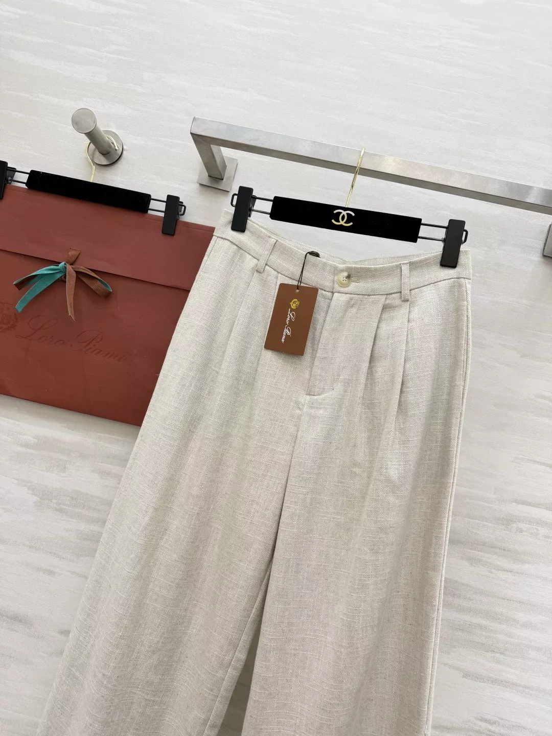 로로피아나 원색 린넨 와이드 팬츠 상세 이미지 4