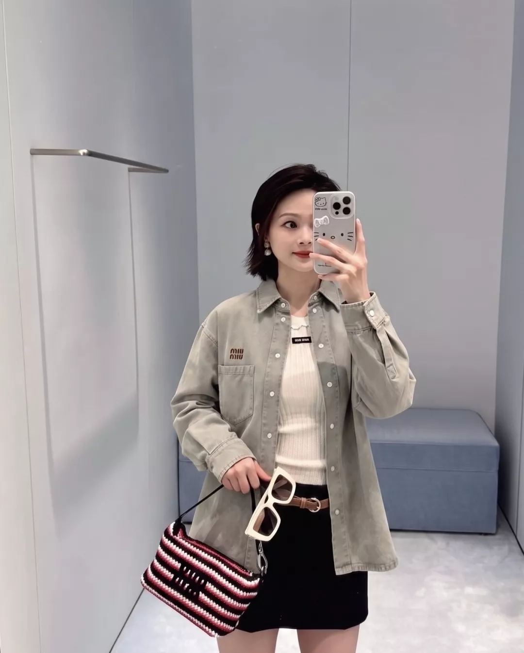 미우미우 빈티지 워싱 루즈핏 긴소매 셔츠 상세 이미지 18