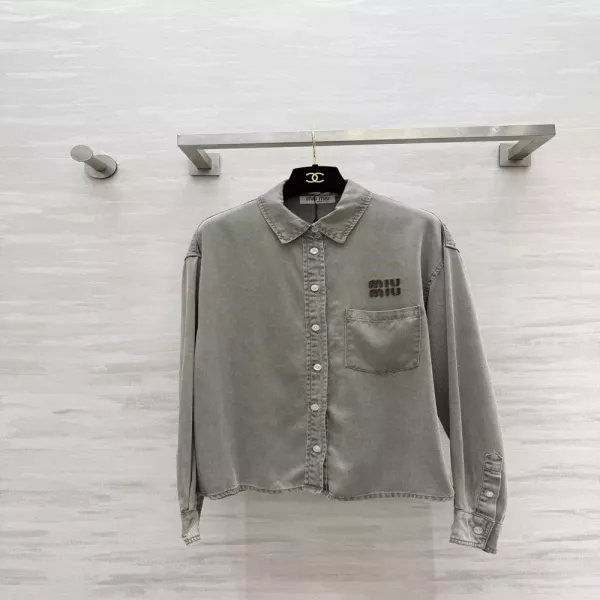 미우미우 빈티지 워싱 루즈핏 긴소매 셔츠