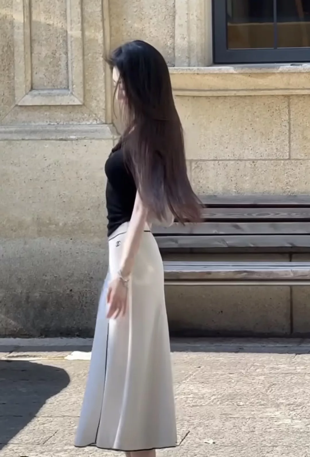 샤넬 라인 배색 니트 롱 스커트 상세 이미지 17
