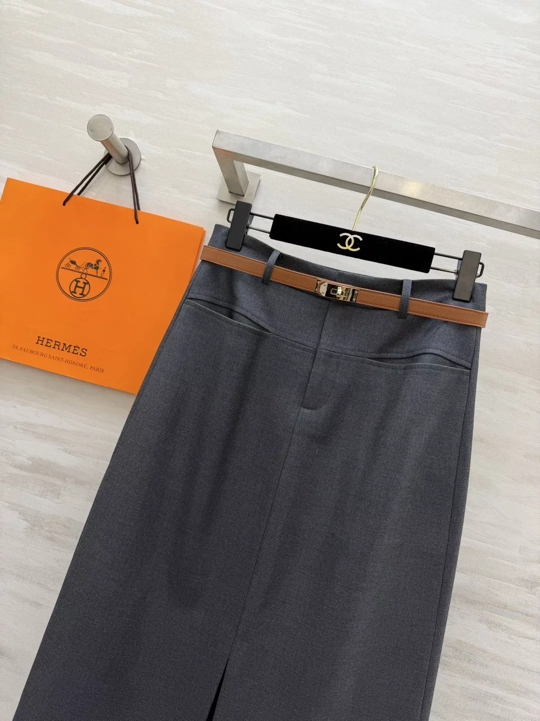 에르메스 앞트임 정장 롱 스커트 상세 이미지 3