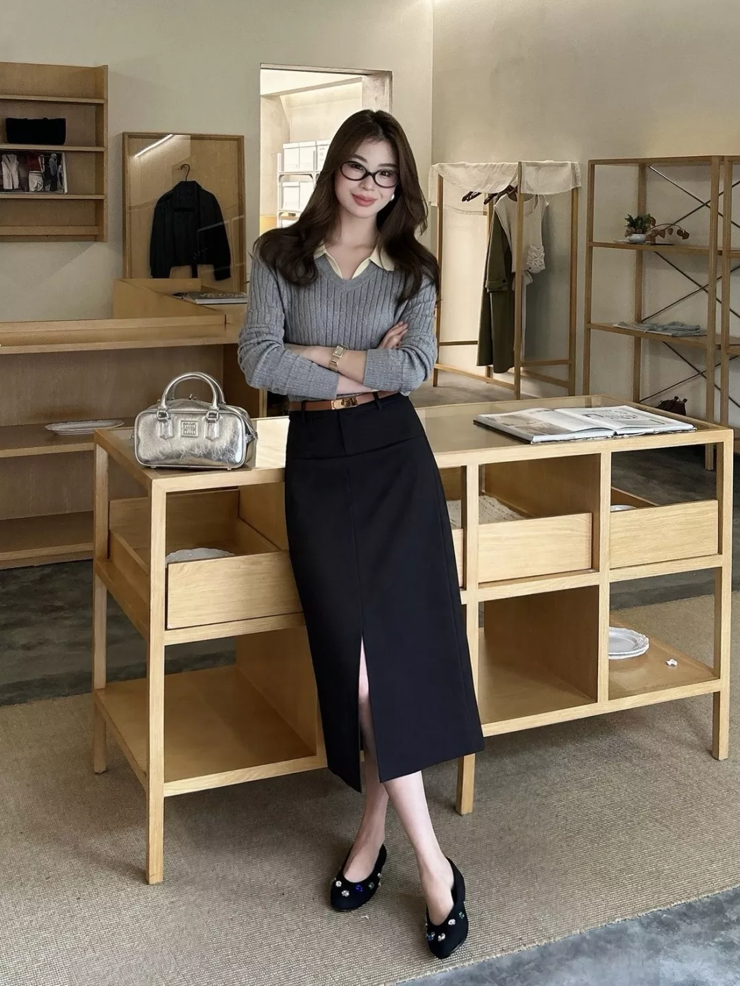 에르메스 앞트임 정장 롱 스커트 상세 이미지 26