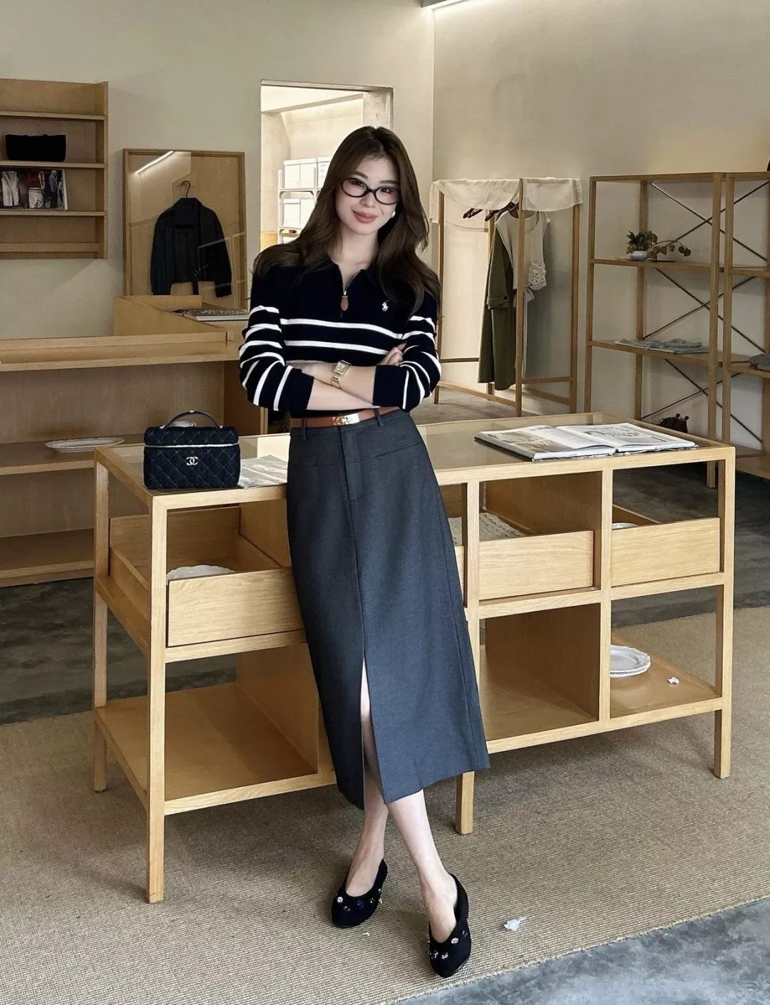 에르메스 앞트임 정장 롱 스커트 상세 이미지 13
