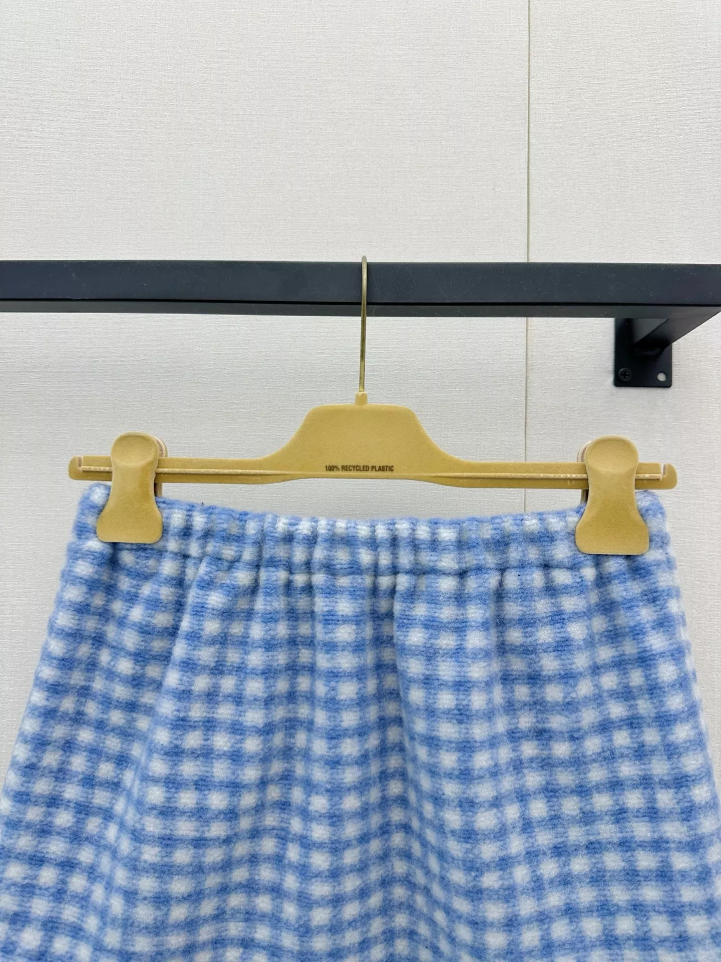 미우미우 블루 화이트 체크 플리스 미니 스커트 상세 이미지 17