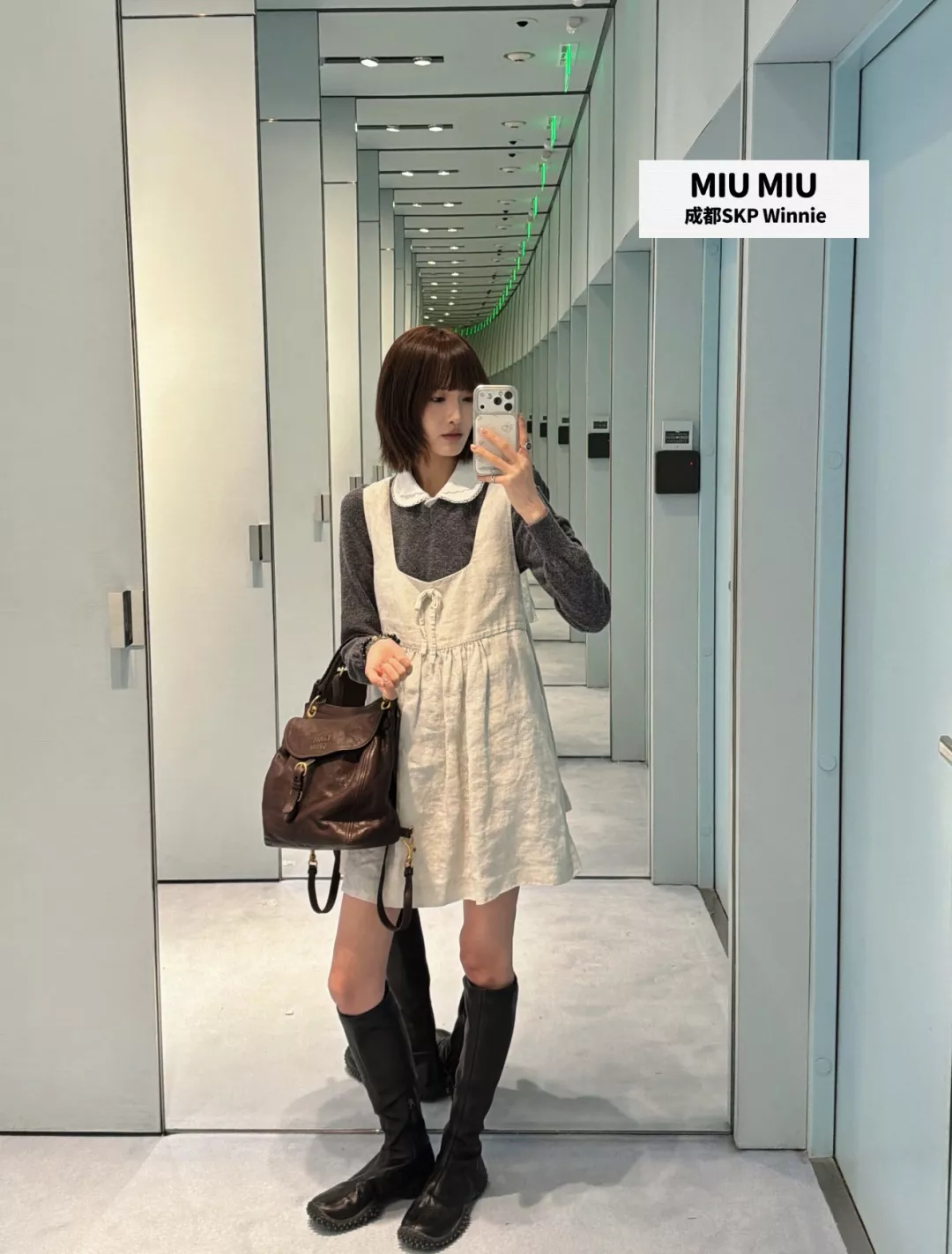 미우미우 리넨 보우 장식 민소매 원피스 상세 이미지 9
