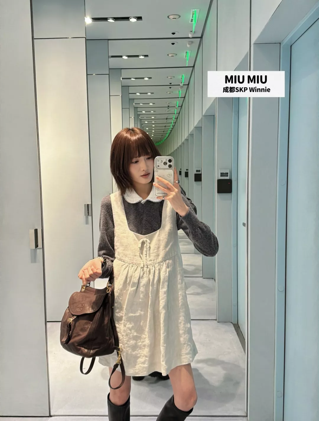미우미우 리넨 보우 장식 민소매 원피스 상세 이미지 7