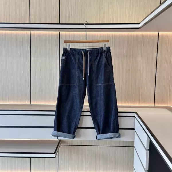 브루넬로쿠치넬리 스트레이트 핏 드로스트링 데님 팬츠