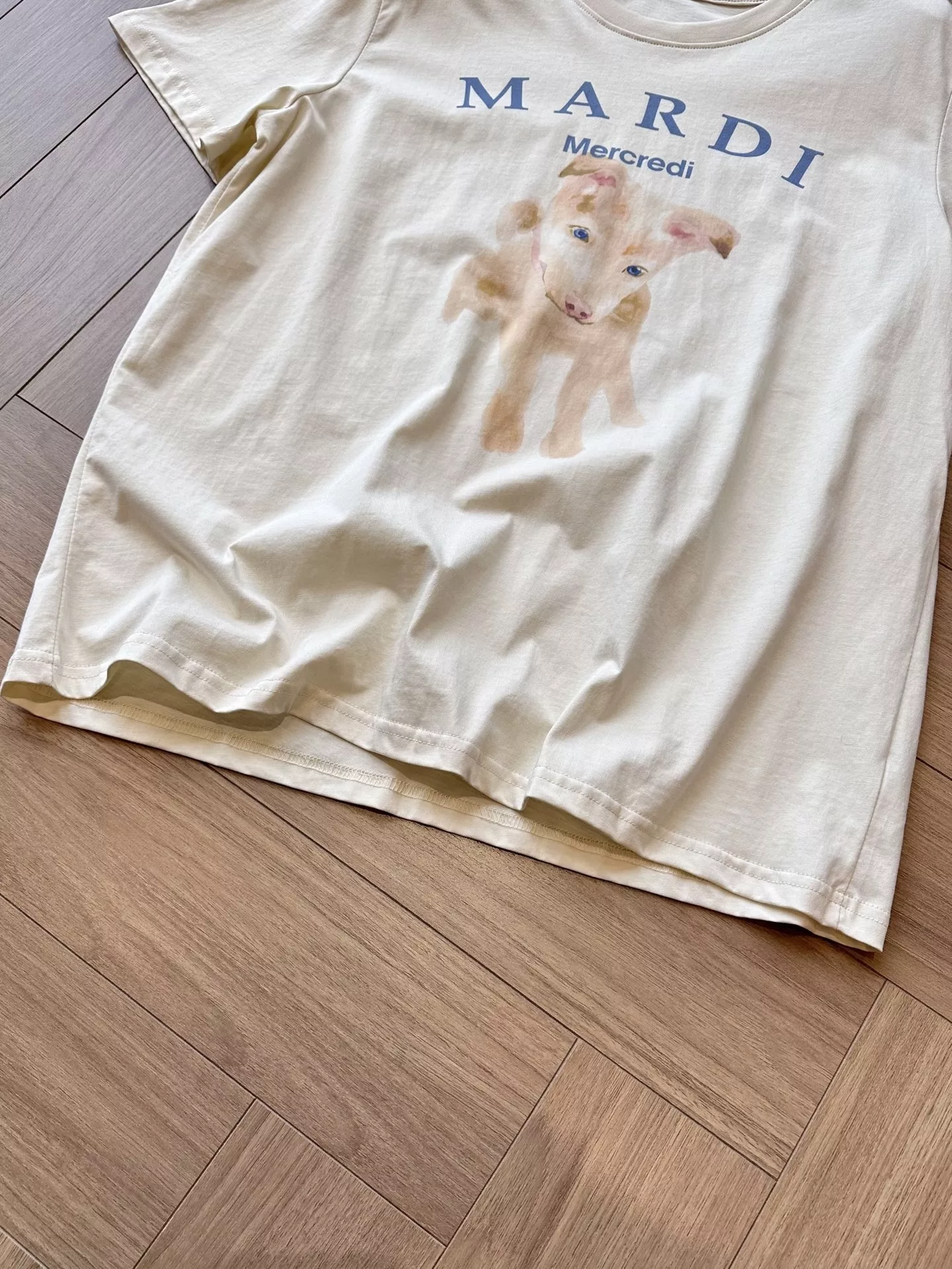 마르디 강아지 프린트 코튼 반소매 티셔츠 상세 이미지 34