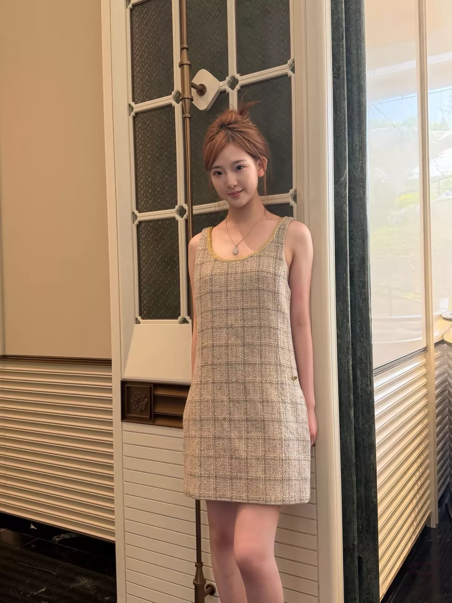 샤넬 메리노 울 체크 슬리브리스 원피스 상세 이미지 62