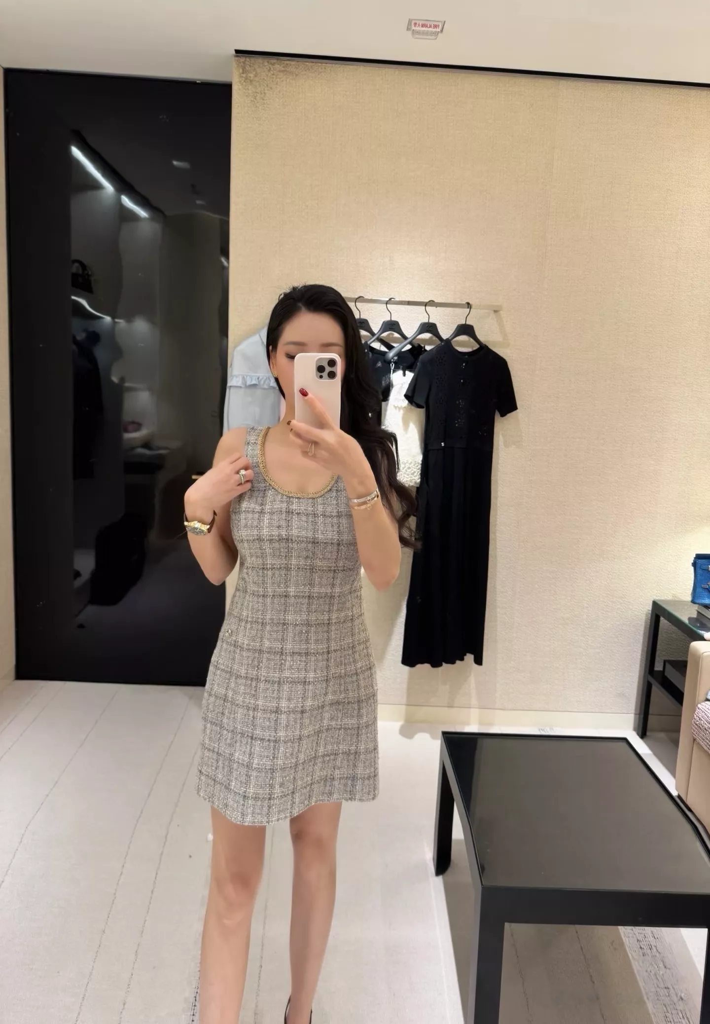 샤넬 메리노 울 체크 슬리브리스 원피스 상세 이미지 61