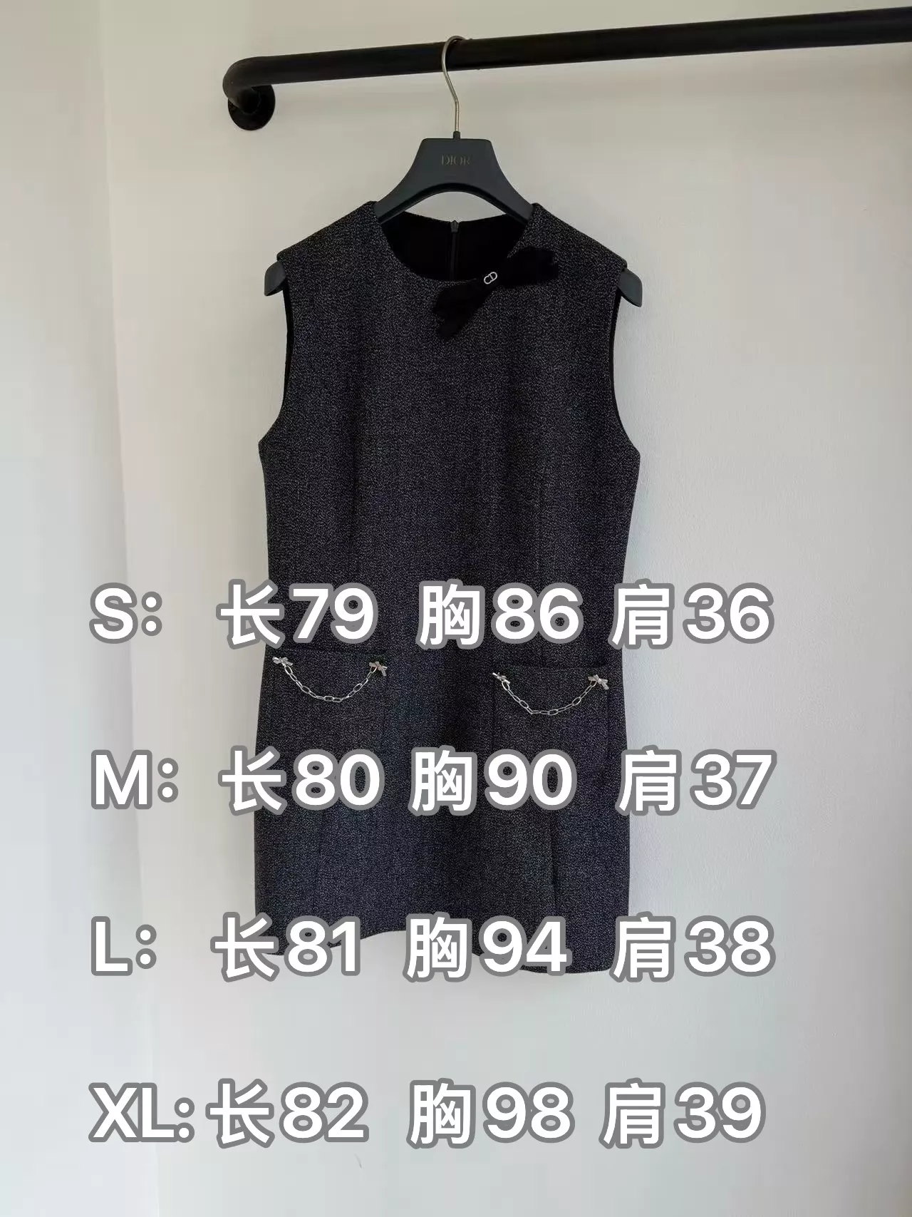 디올 라운드넥 배색 리본 민소매 원피스 상세 이미지 10
