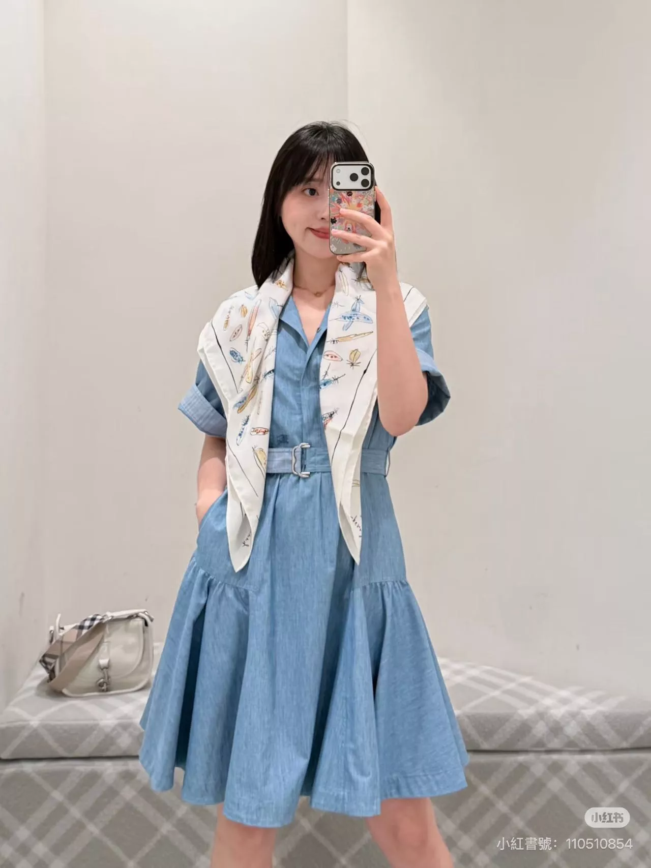 버버리 자수 장식 벨트 카라 원피스 상세 이미지 21