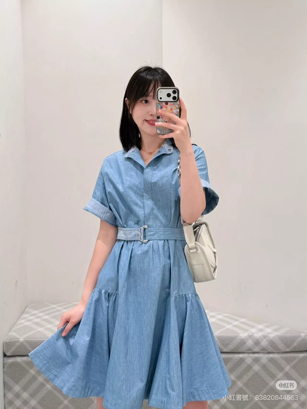 버버리 자수 장식 벨트 카라 원피스 상세 이미지 18