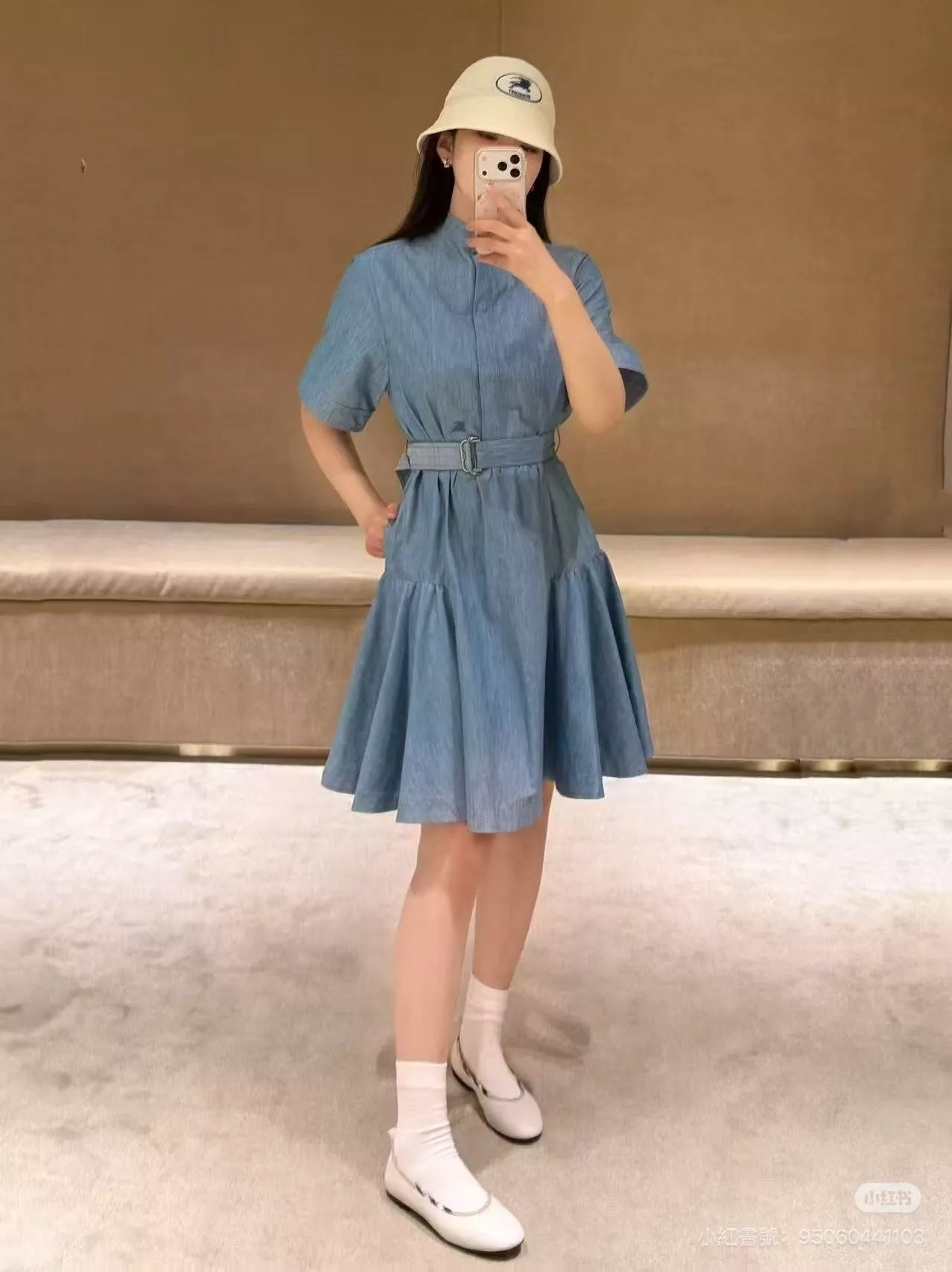 버버리 자수 장식 벨트 카라 원피스 상세 이미지 13