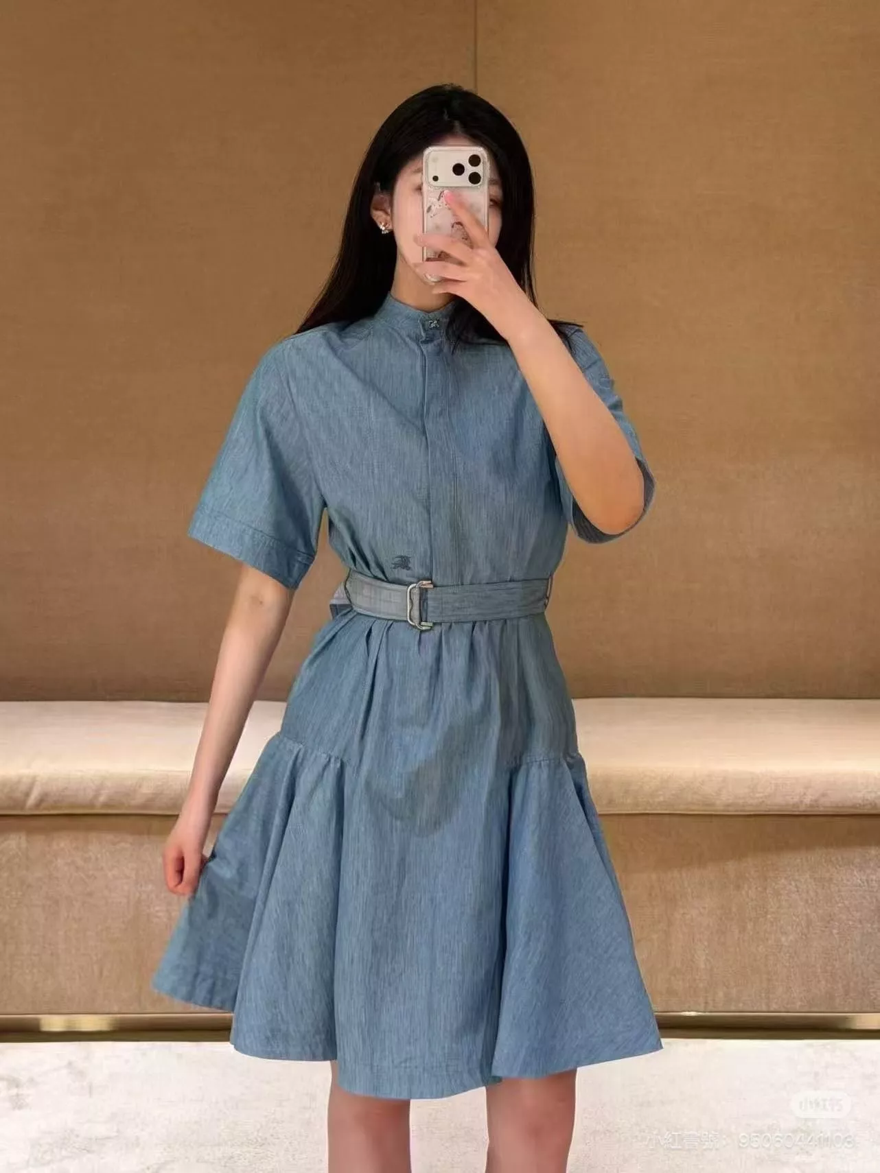 버버리 자수 장식 벨트 카라 원피스 상세 이미지 14