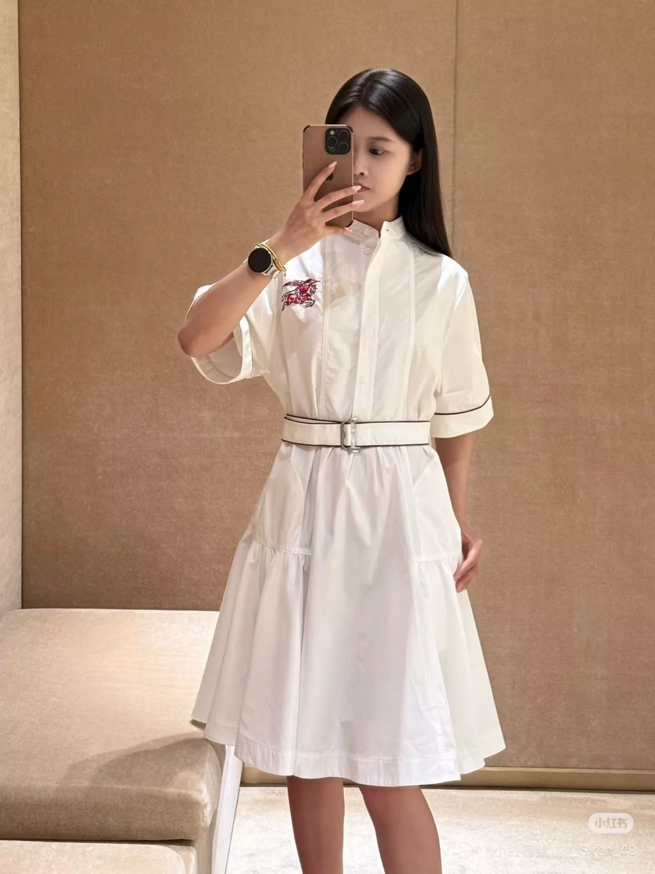 버버리 자수 디테일 벨트 카라 원피스 상세 이미지 15