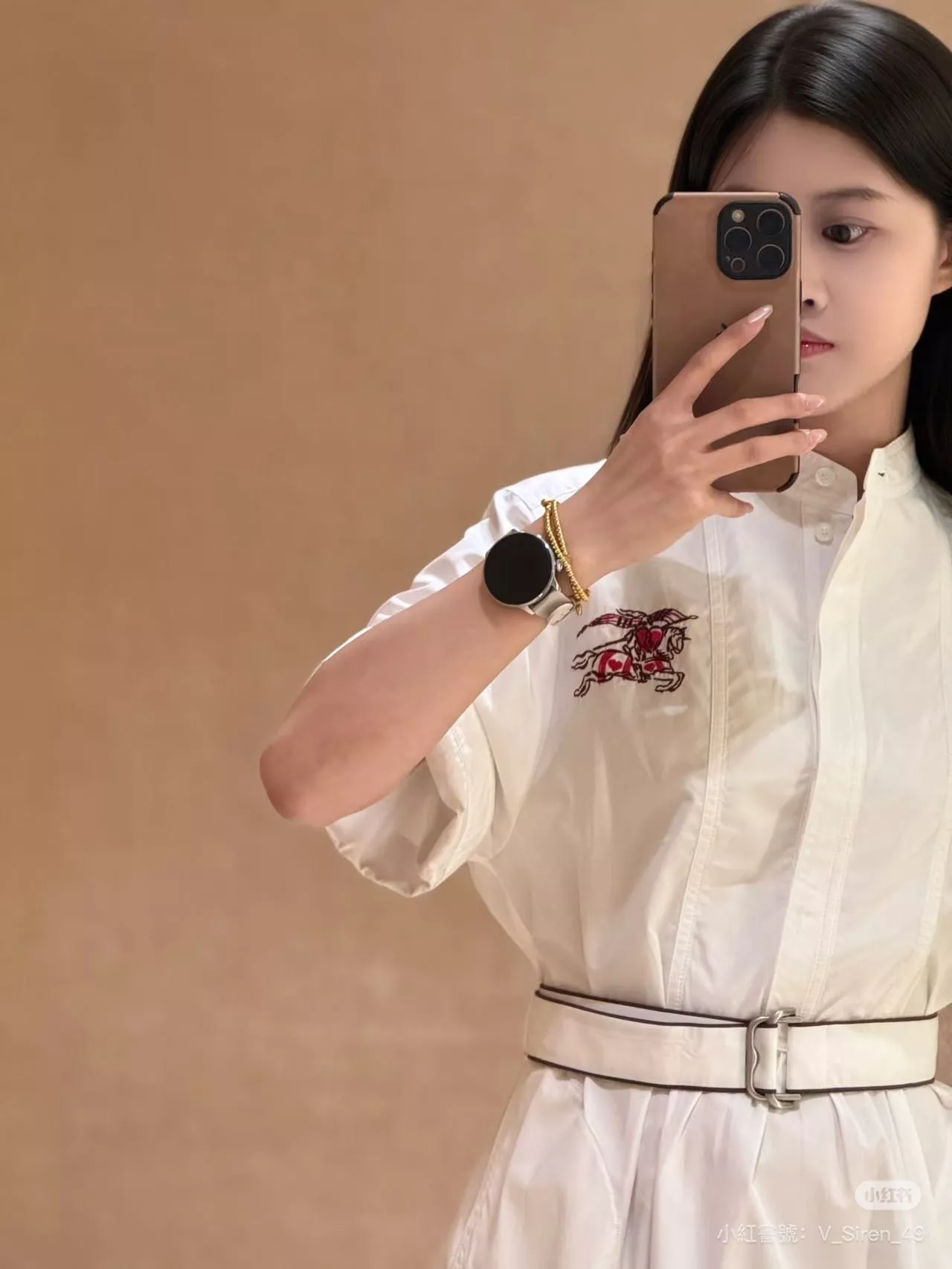 버버리 자수 디테일 벨트 카라 원피스 상세 이미지 14
