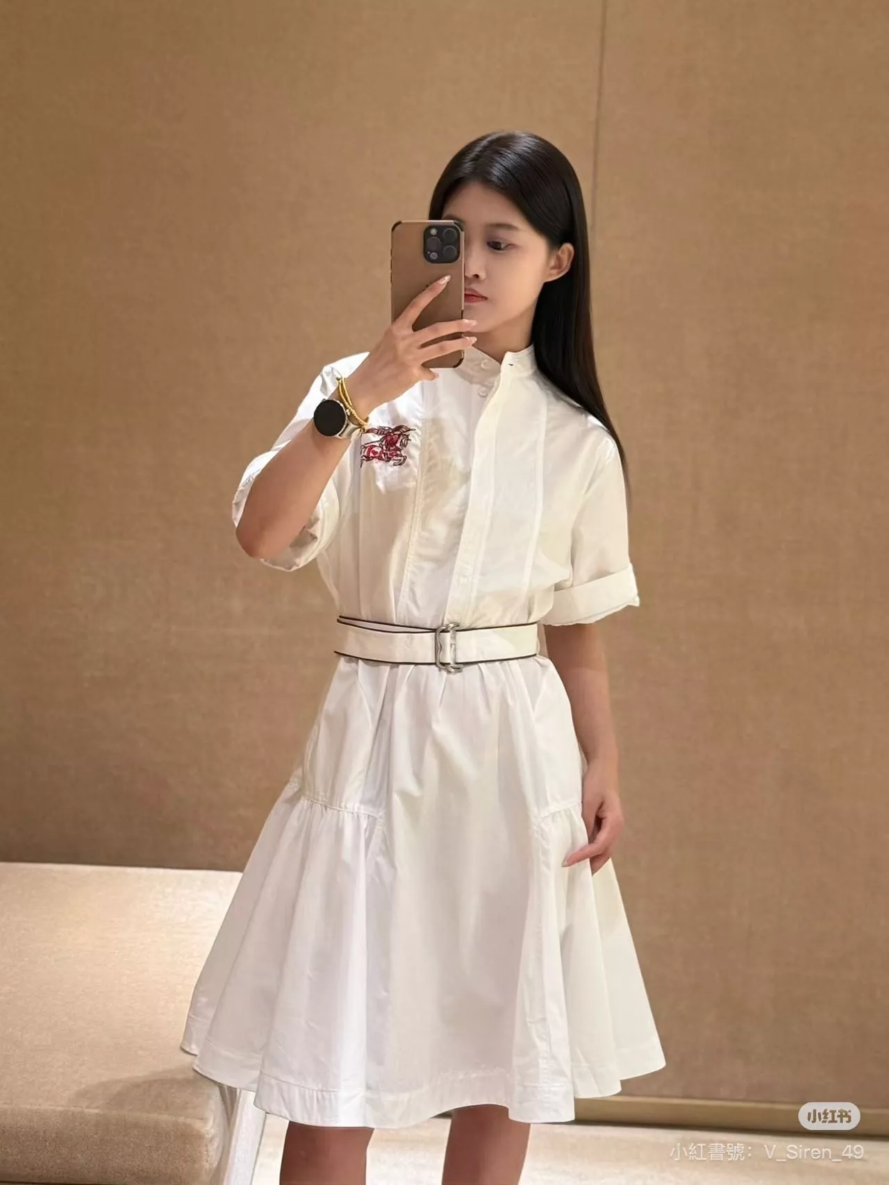 버버리 자수 디테일 벨트 카라 원피스 상세 이미지 12