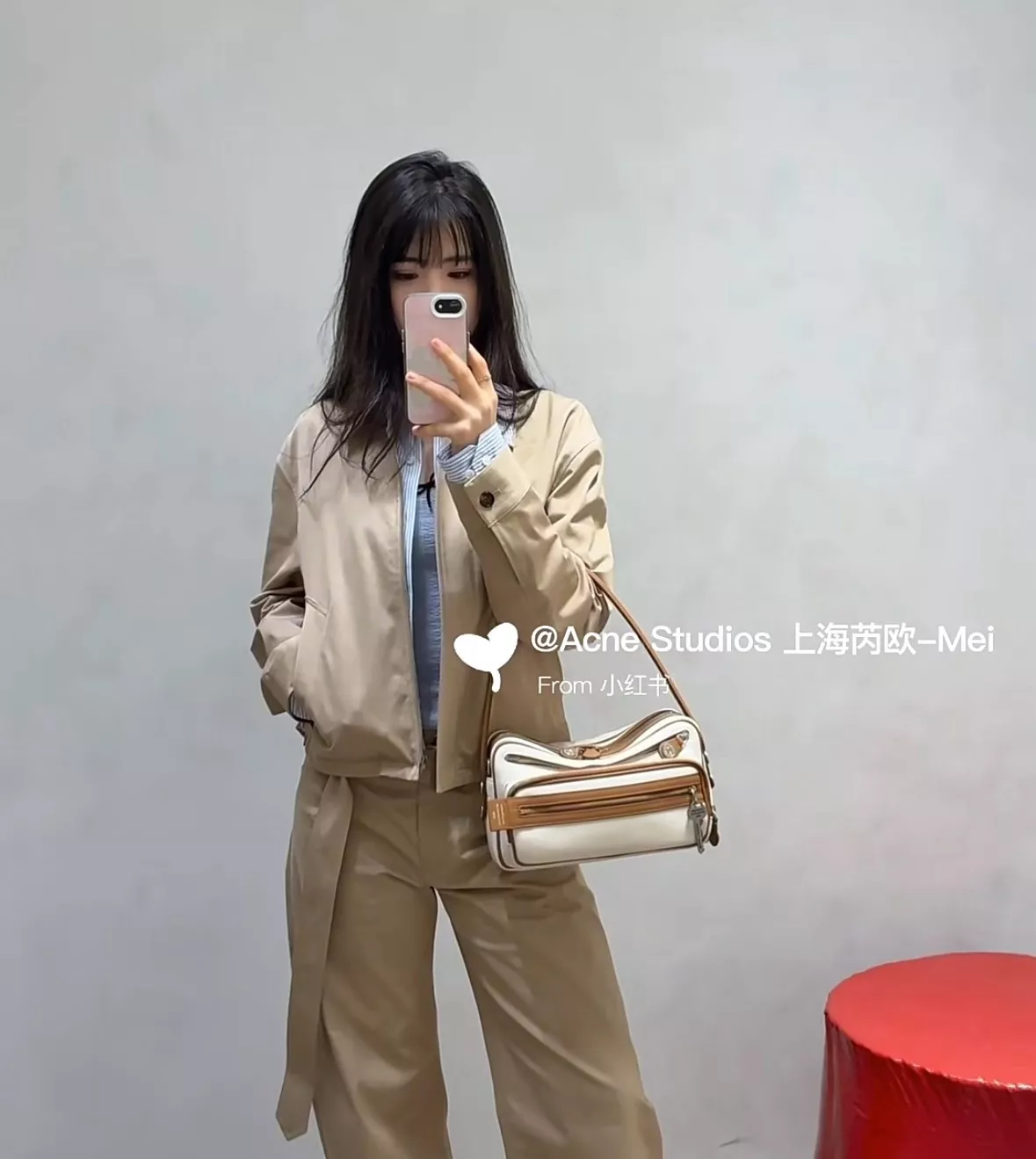 아크네스튜디오 코튼 블렌드 체크 안감 트렌치 스타일 쇼트 코트 상세 이미지 12