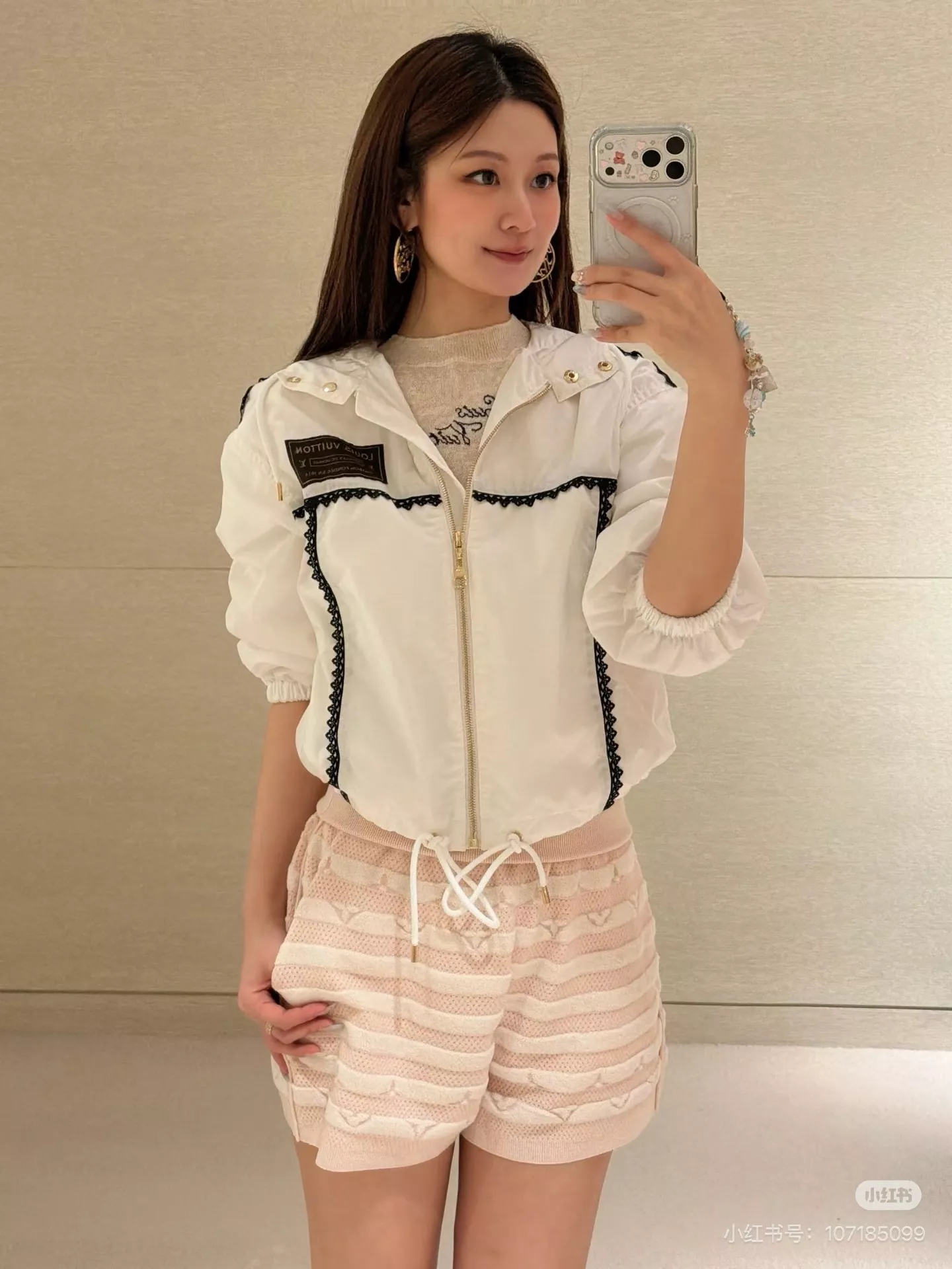 루이비통 다미에 패턴 후드 집업 재킷 반바지 세트 상세 이미지 30