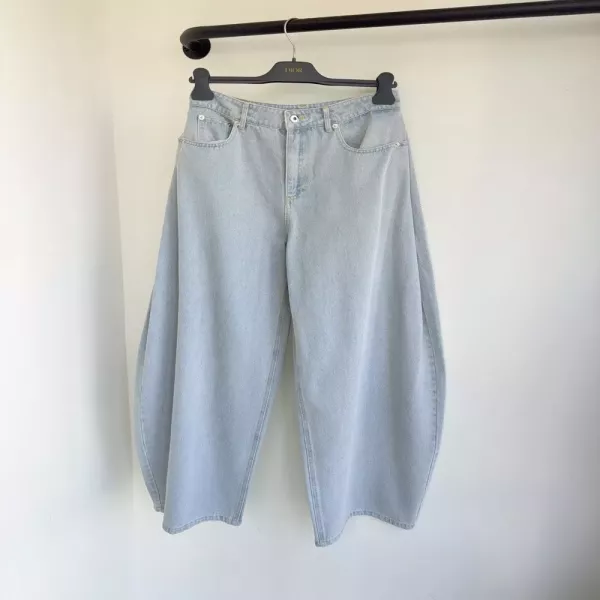 디올 자카드 패턴 와이드 데님 팬츠