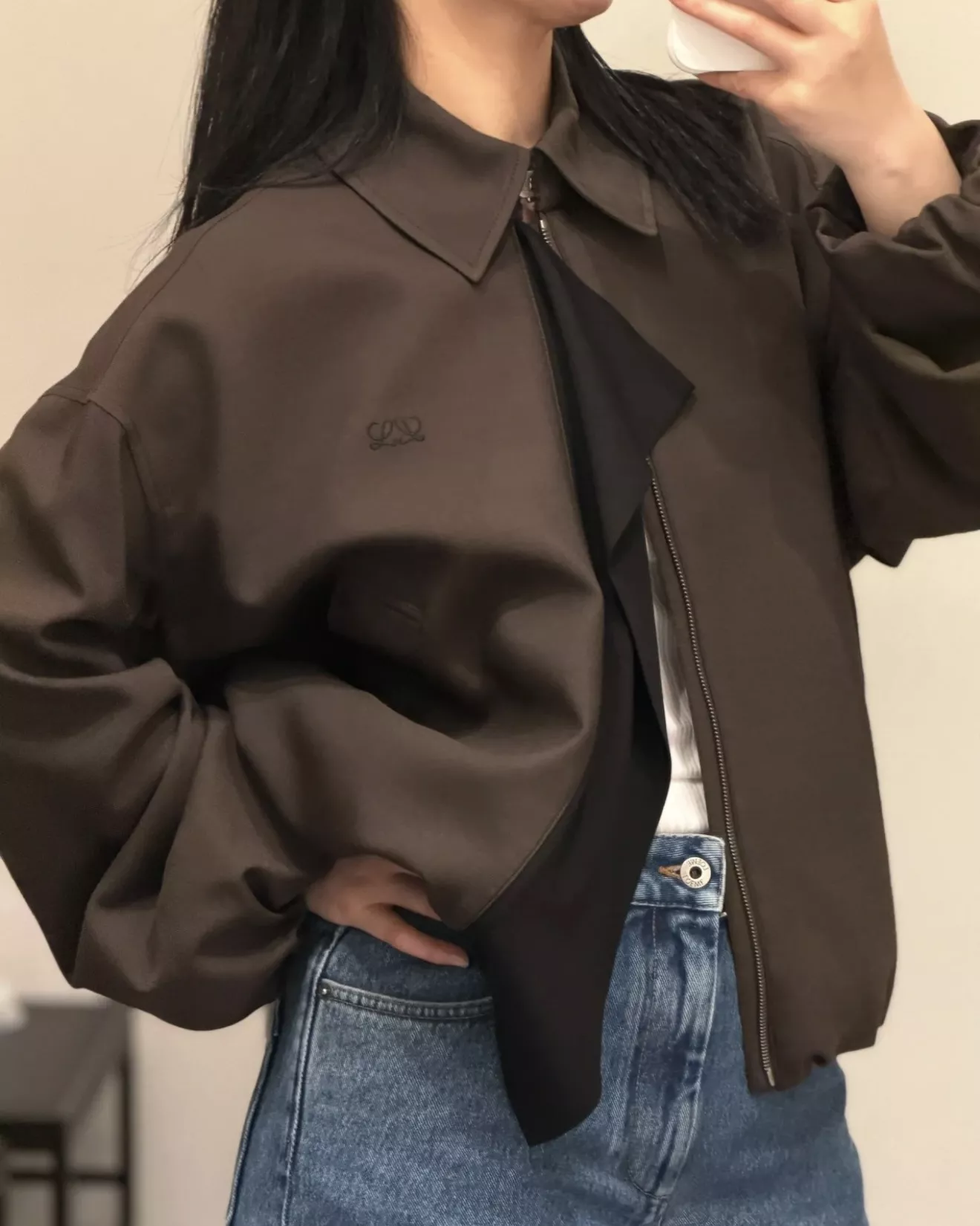 로에베 배색 타이 칼라 오버핏 재킷 상세 이미지 66