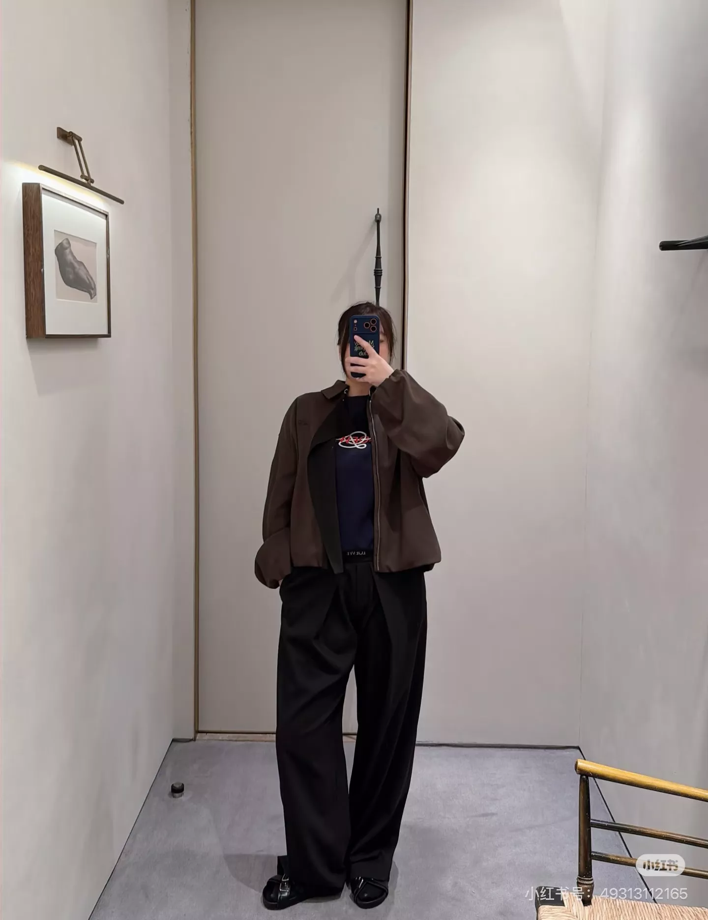 로에베 배색 타이 칼라 오버핏 재킷 상세 이미지 86