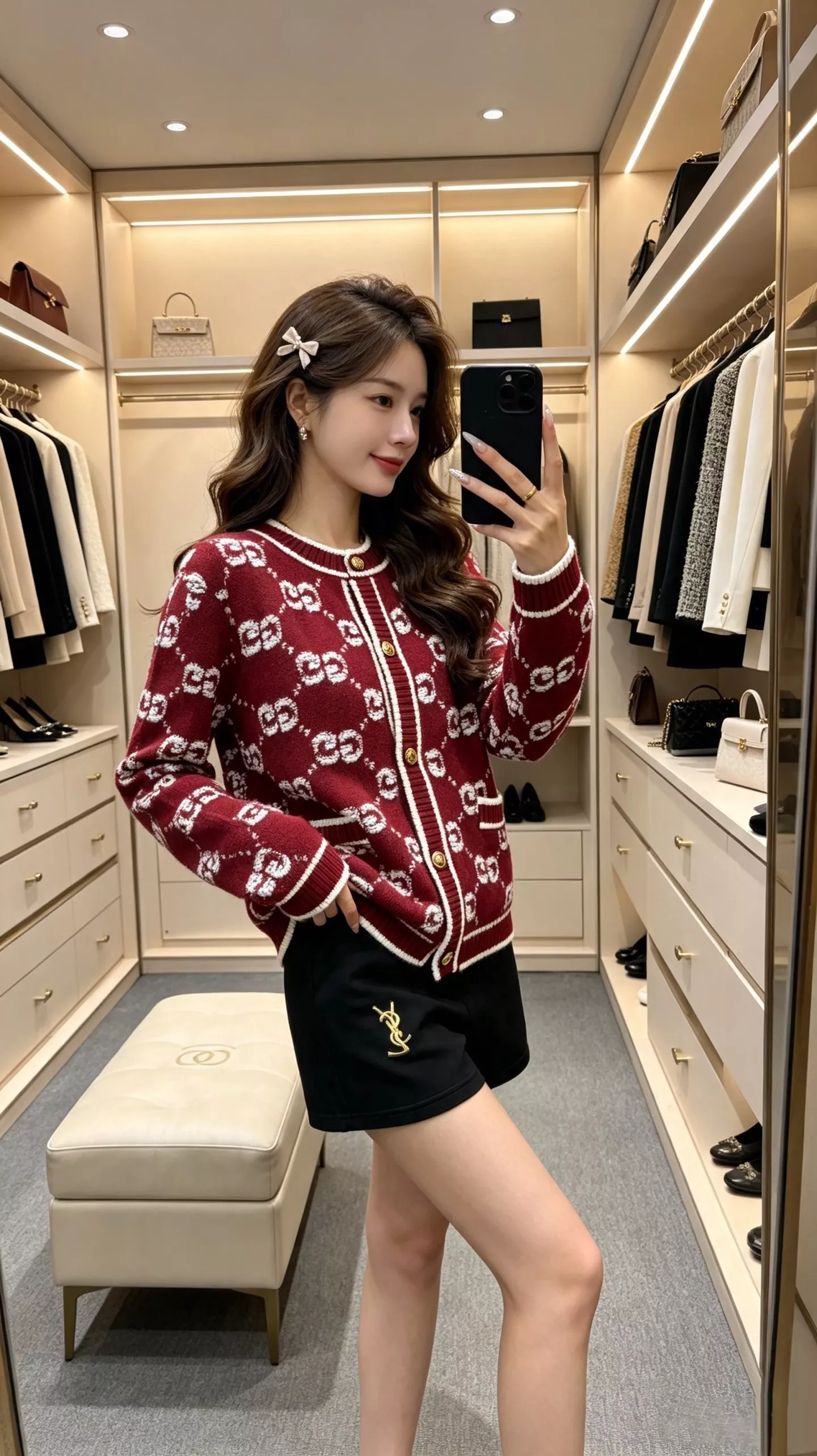 구찌 GG 자카드 울 니트 긴소매 가디건 상세 이미지 18