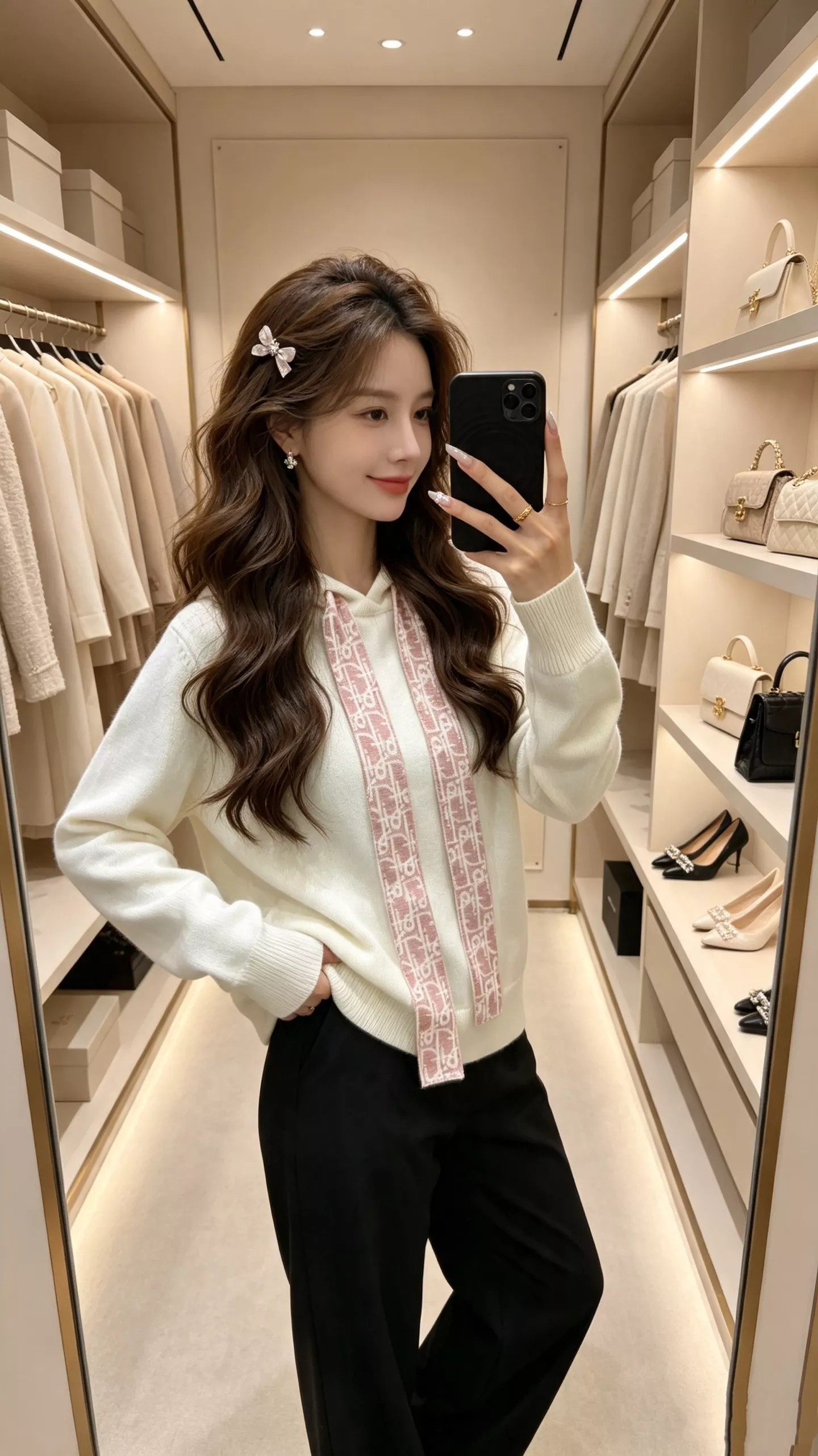 디올 후드 자카드 드로스트링 긴소매 니트 상세 이미지 20
