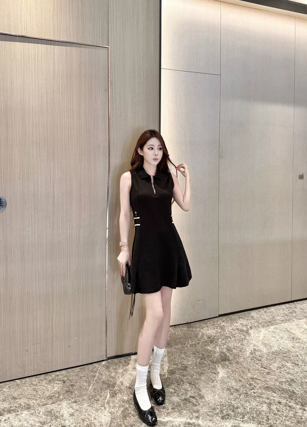 디올 폴로 칼라 반집업 민소매 원피스 상세 이미지 18
