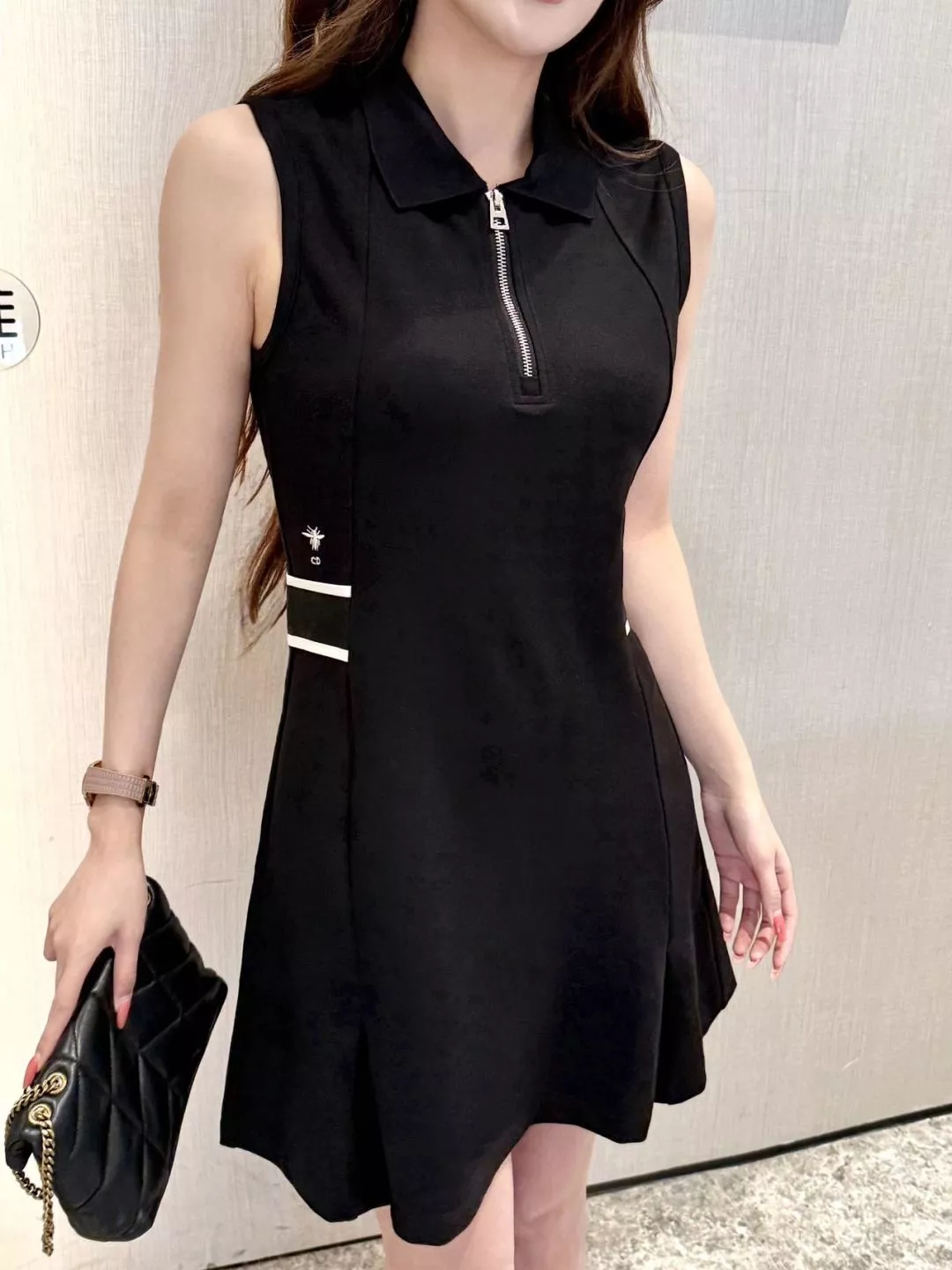 디올 폴로 칼라 반집업 민소매 원피스 상세 이미지 15