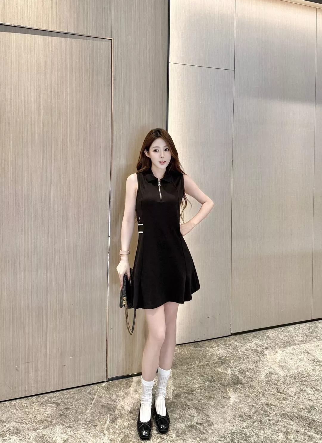 디올 폴로 칼라 반집업 민소매 원피스 상세 이미지 16
