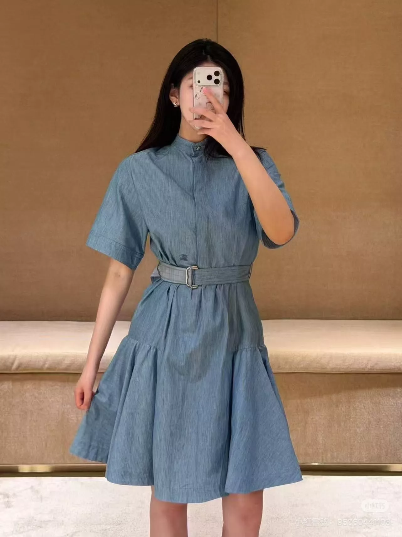 버버리 워싱 데님 반소매 허리벨트 원피스 상세 이미지 19