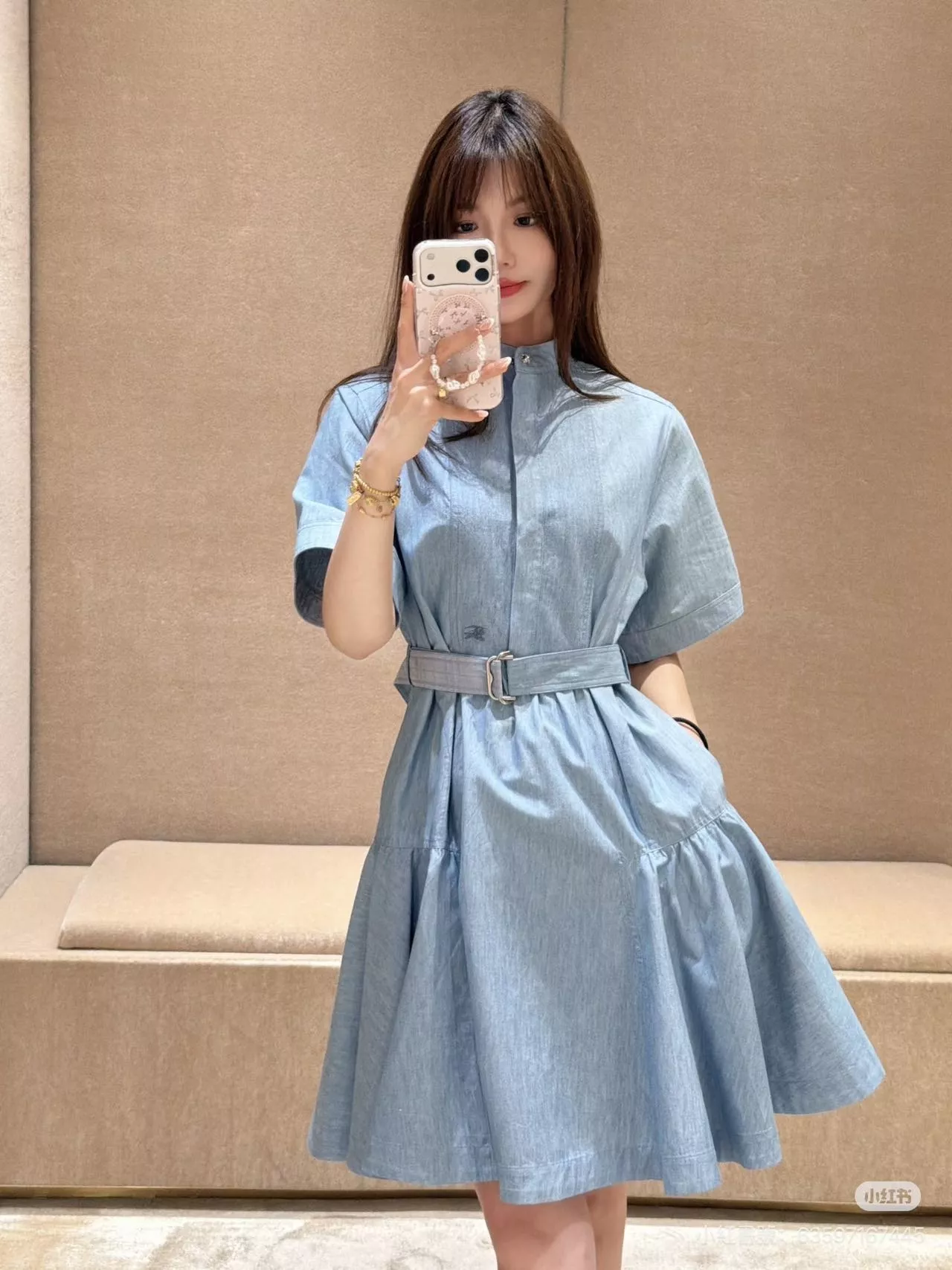 버버리 워싱 데님 반소매 허리벨트 원피스 상세 이미지 28
