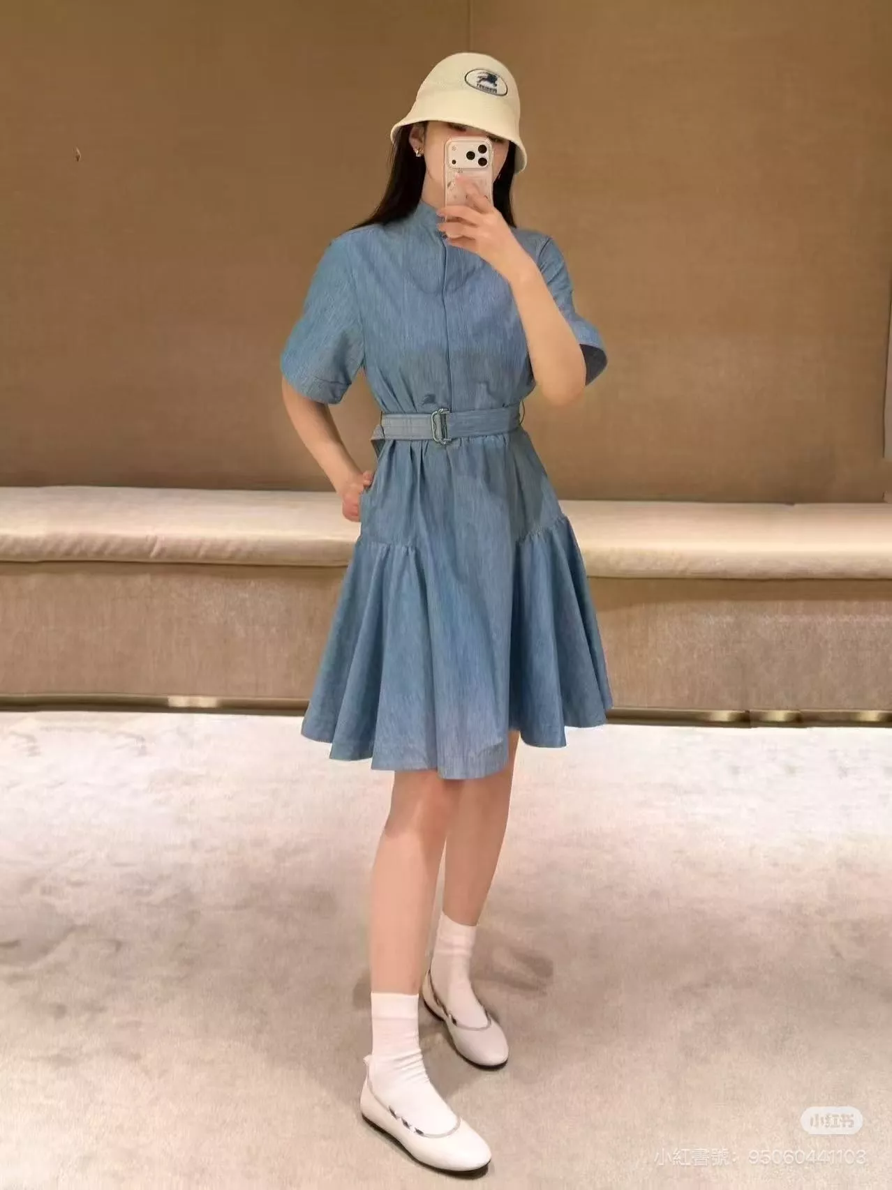 버버리 워싱 데님 반소매 허리벨트 원피스 상세 이미지 18