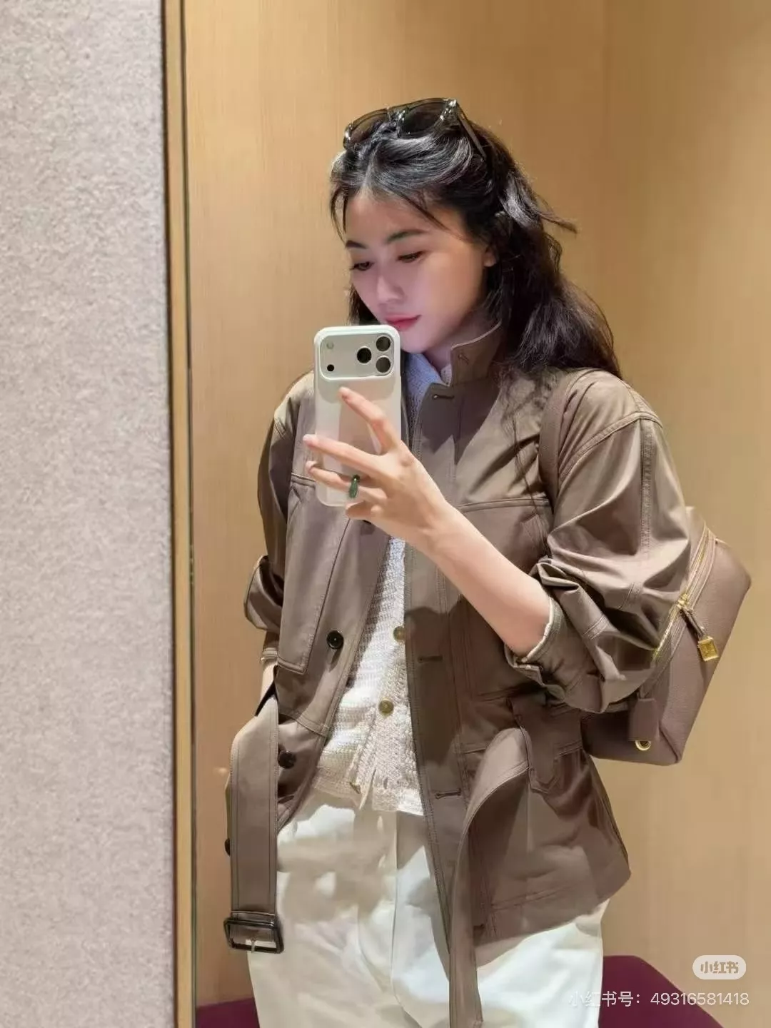 로로피아나 카키 스탠드칼라 벨트 포켓 재킷 상세 이미지 18