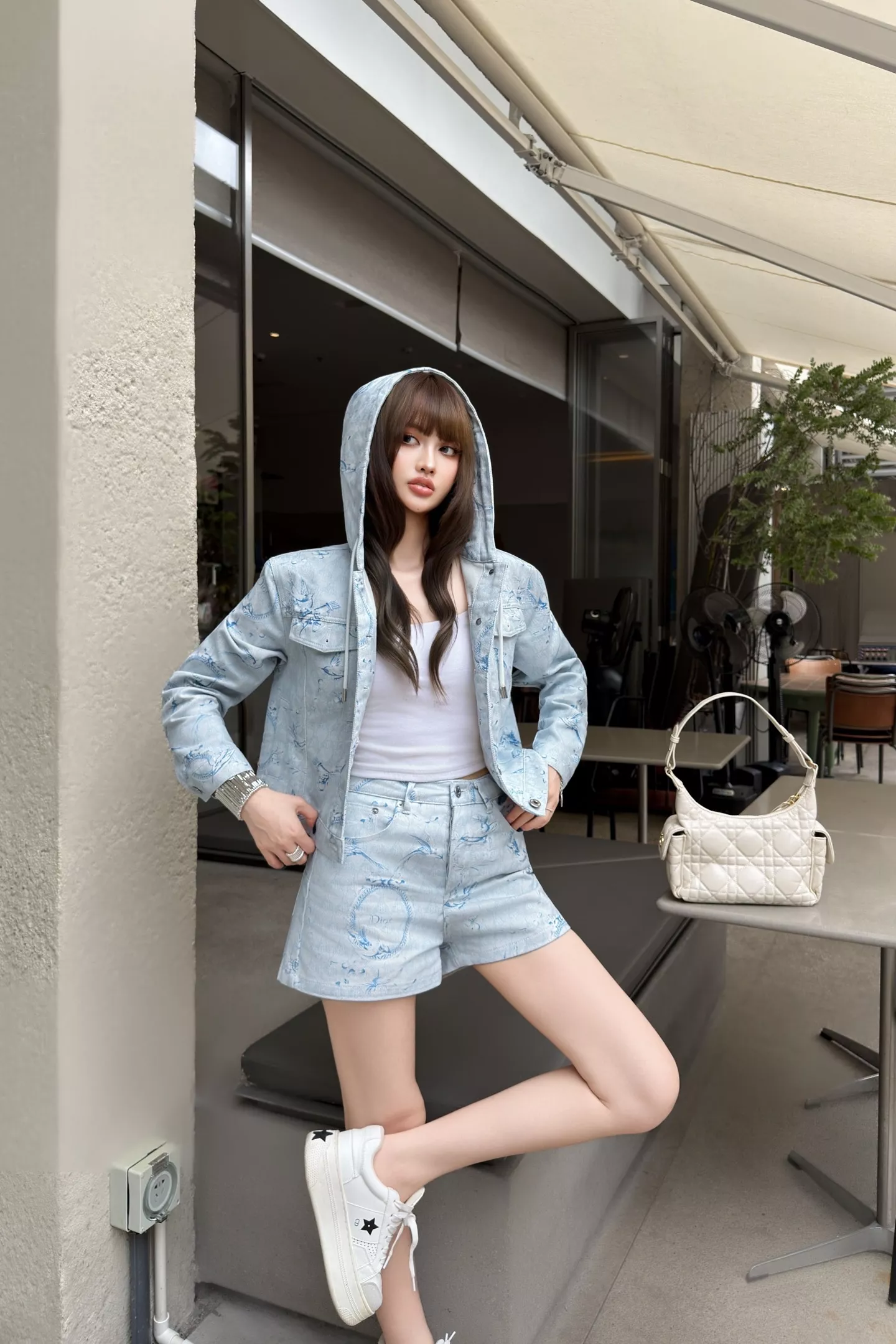 디올 플라워 버드 프린트 하이웨이스트 데님 하프 팬츠 상세 이미지 20