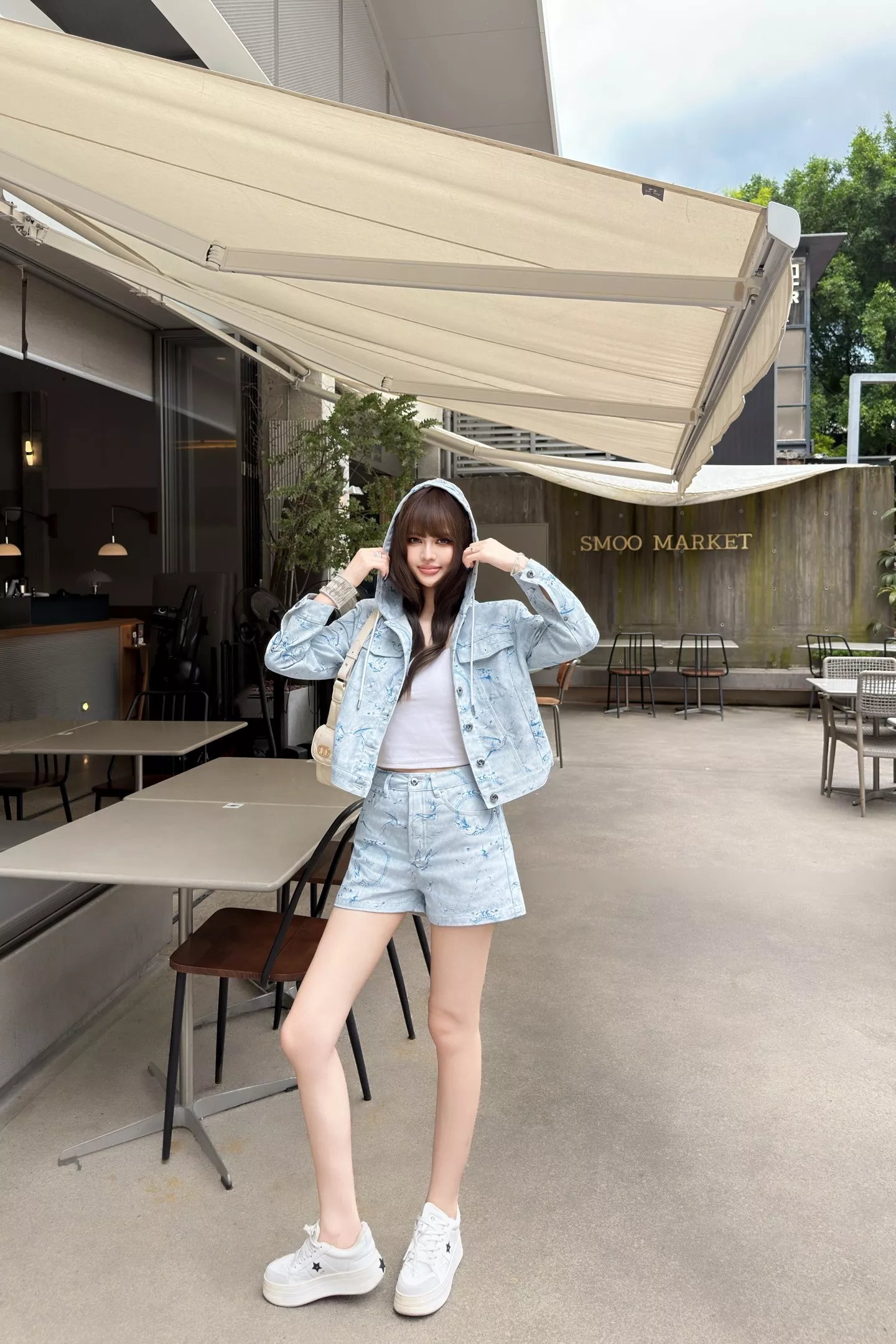 디올 플라워 버드 프린트 하이웨이스트 데님 하프 팬츠 상세 이미지 21