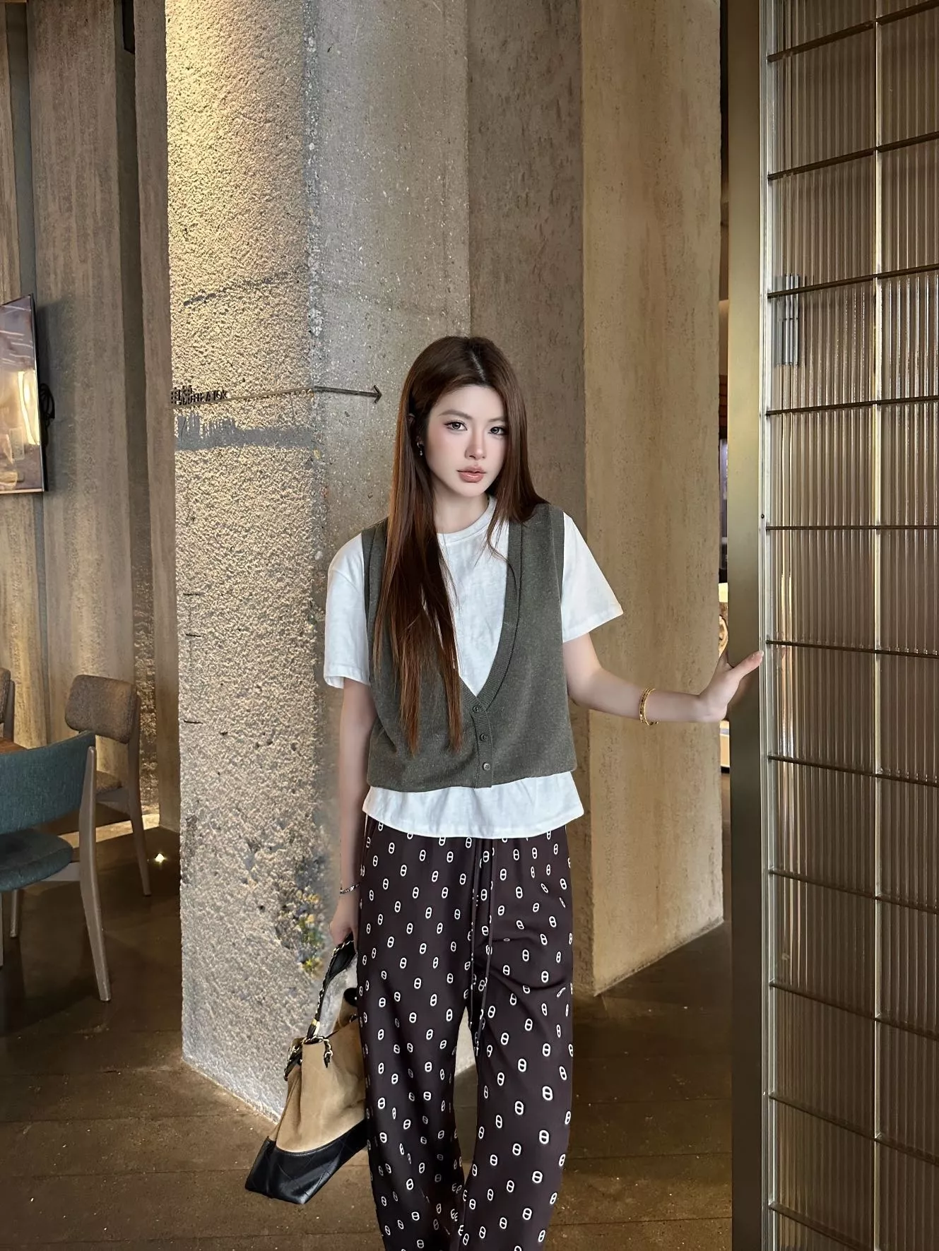 에르메스 모노그램 하이웨이스트 와이드 팬츠 상세 이미지 14