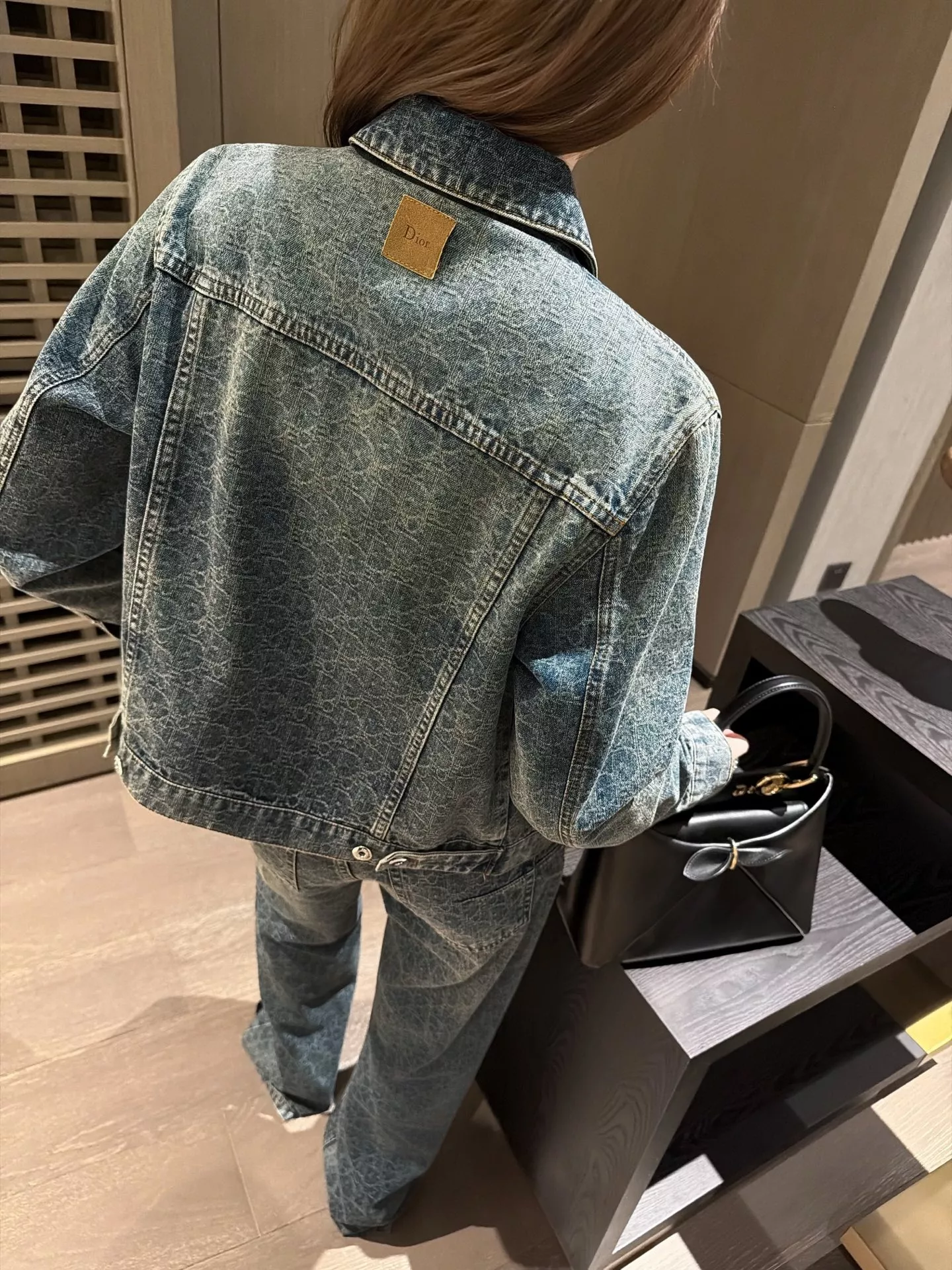 디올 자카드 하이웨이스트 워싱 와이드 데님 팬츠 상세 이미지 30