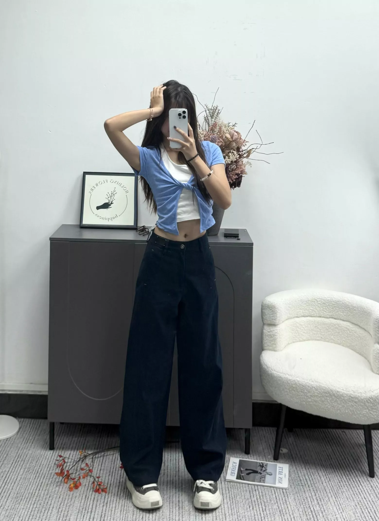 샤넬 하이웨이스트 와이드 데님 팬츠 상세 이미지 11