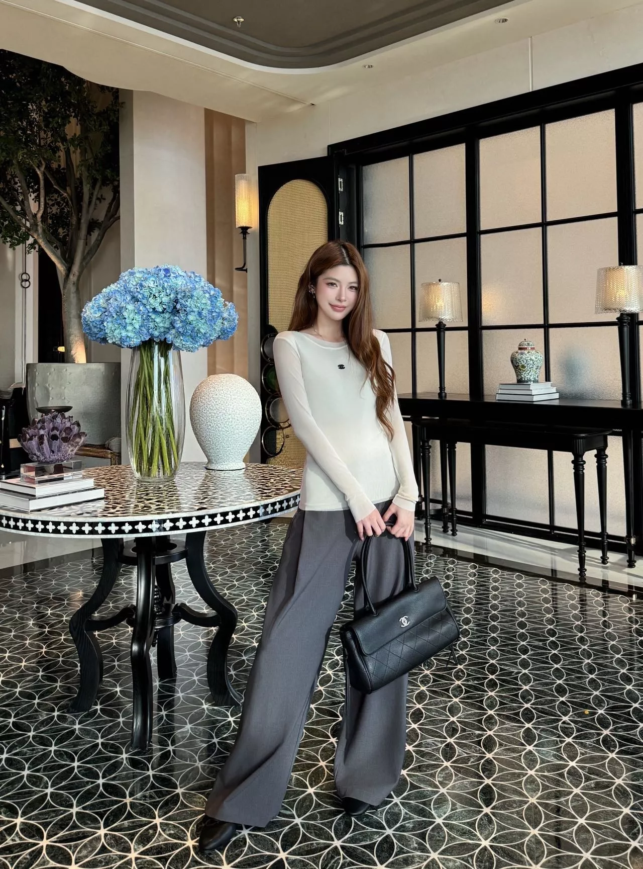 셀린느 하이웨이스트 메탈 장식 와이드 팬츠 상세 이미지 18