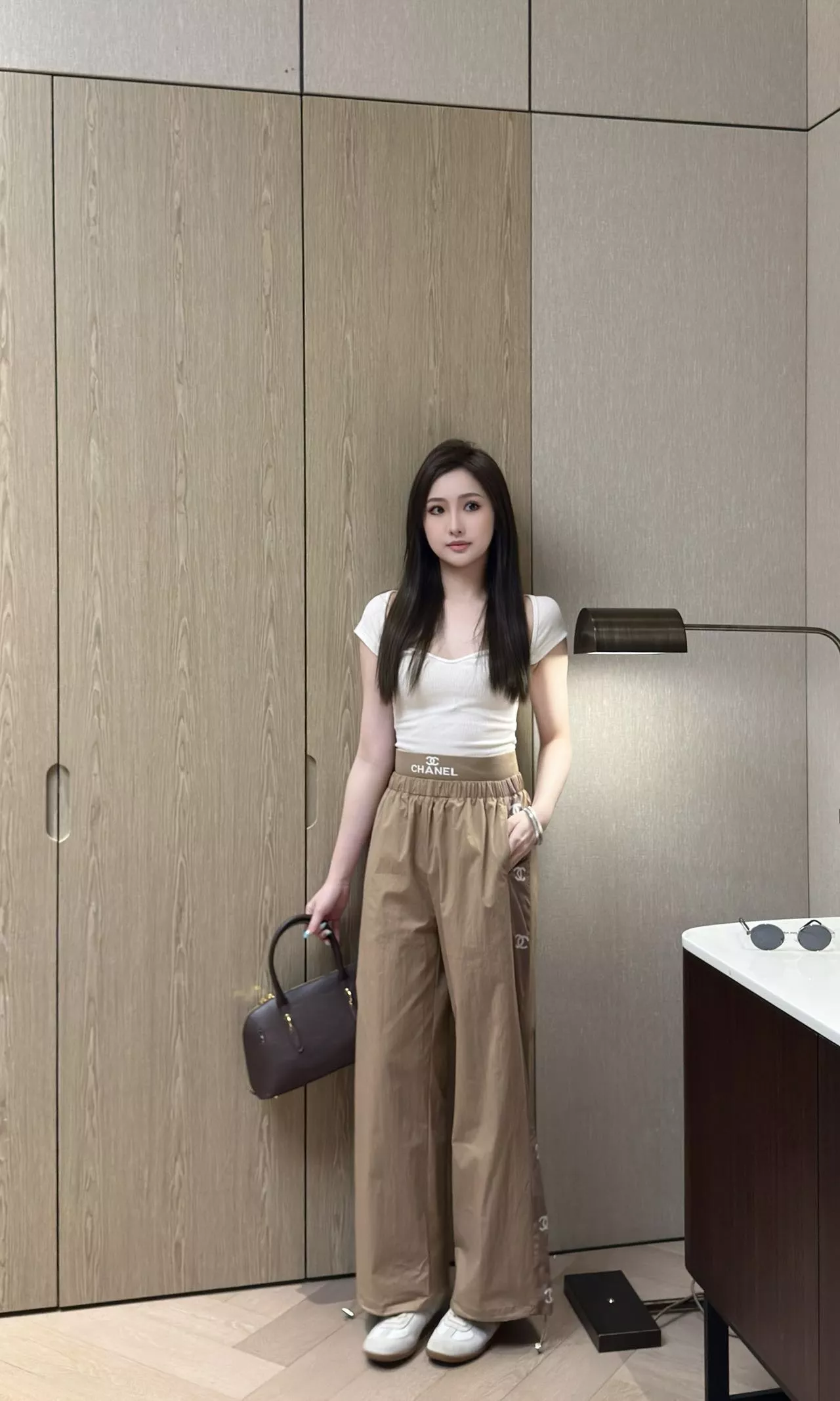 샤넬 로고 프린트 밴딩 와이드 롱 팬츠 상세 이미지 28