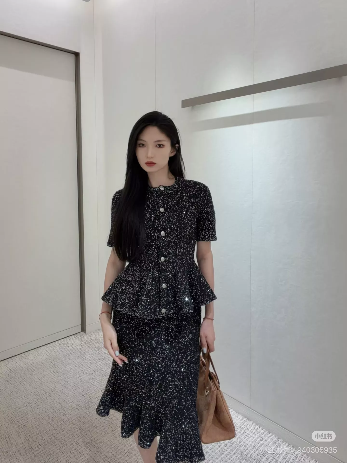 디올 반소매 라운드넥 스팽글 트위드 재킷 상세 이미지 18