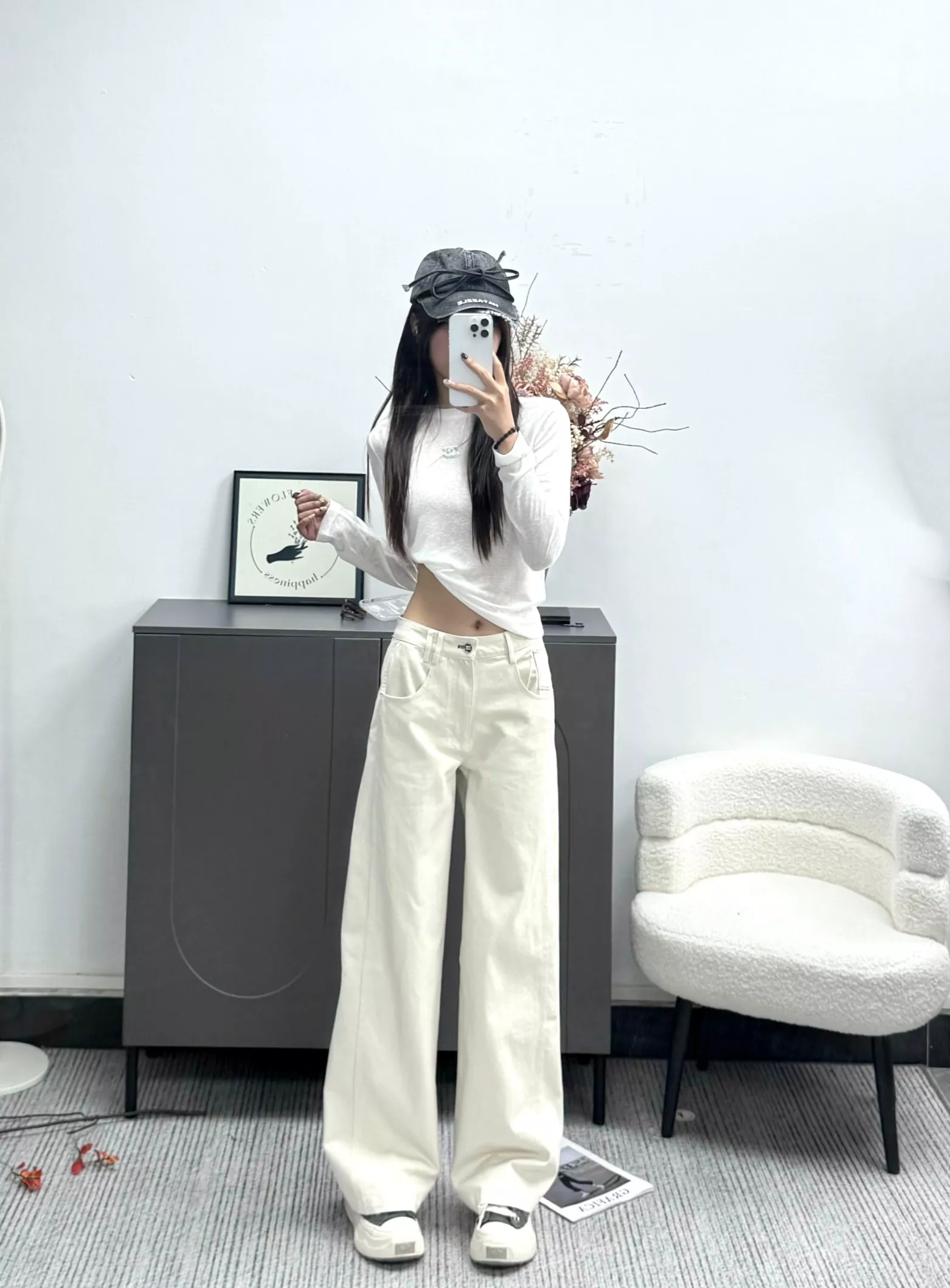 미우미우 하이웨이스트 와이드 데님 팬츠 상세 이미지 13