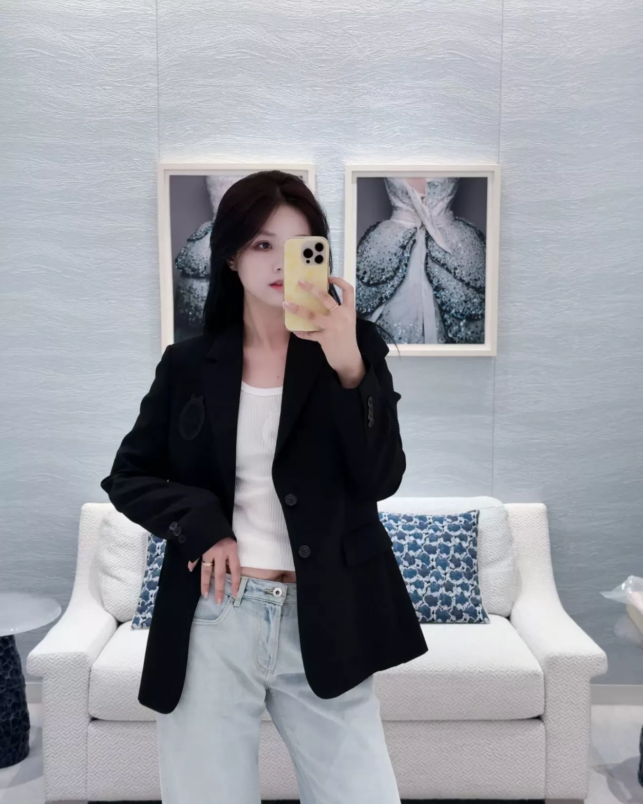 디올 하이웨이스트 스트레이트 와이드 데님 팬츠 상세 이미지 20