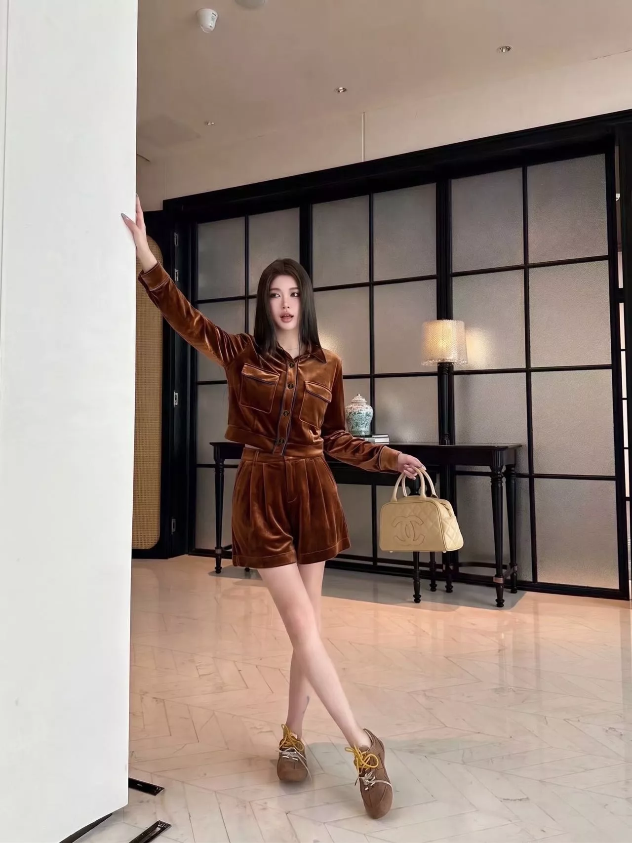 입생로랑 빈티지 크롭 카라 재킷 하프 팬츠 투피스 상세 이미지 15